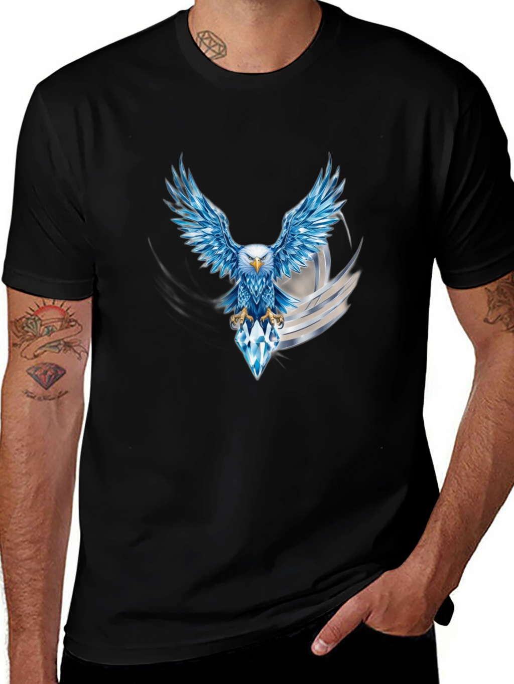 Eagle Diamond Graphic Black T-Shirt