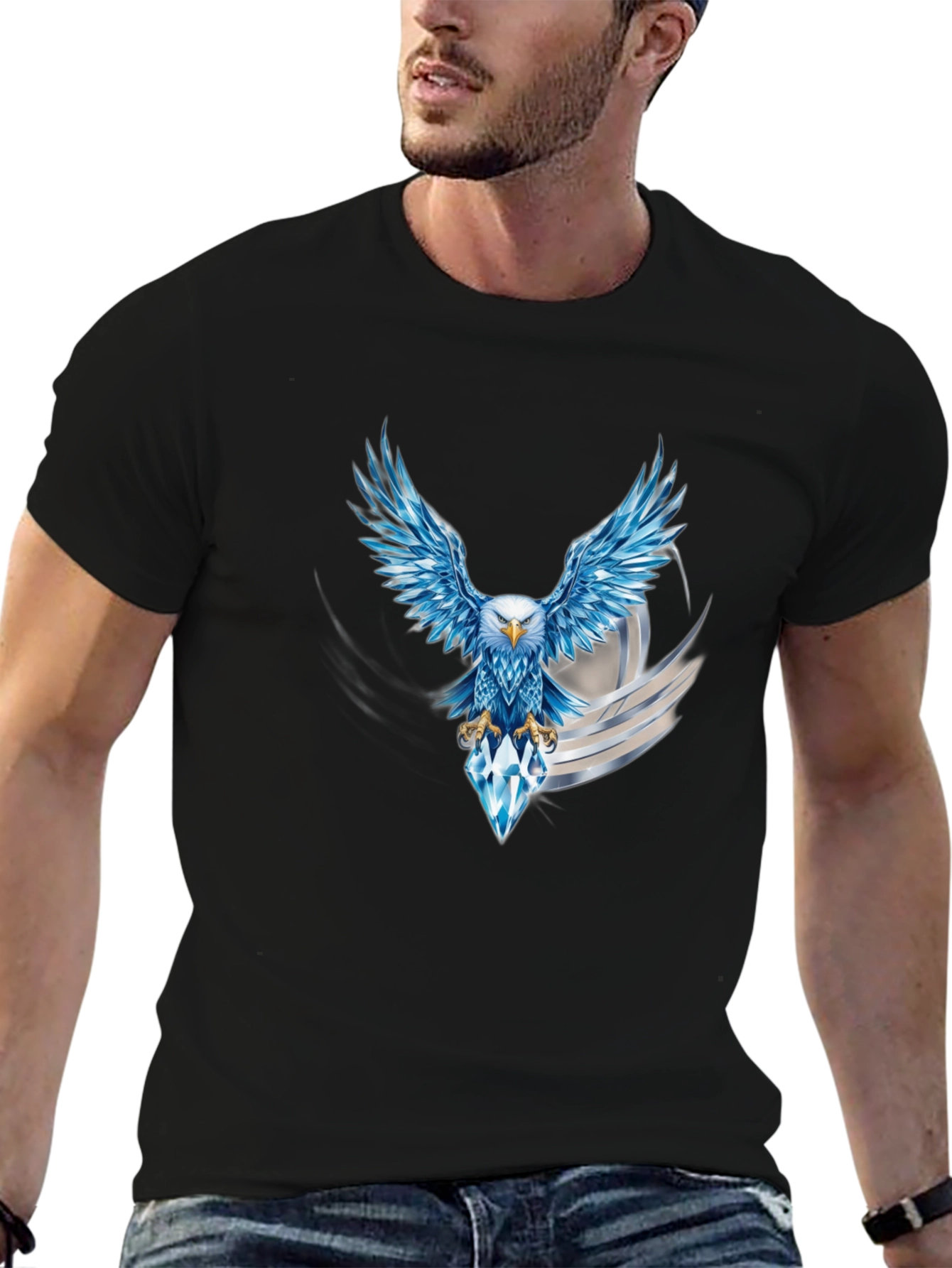 Eagle Diamond Graphic Black T-Shirt