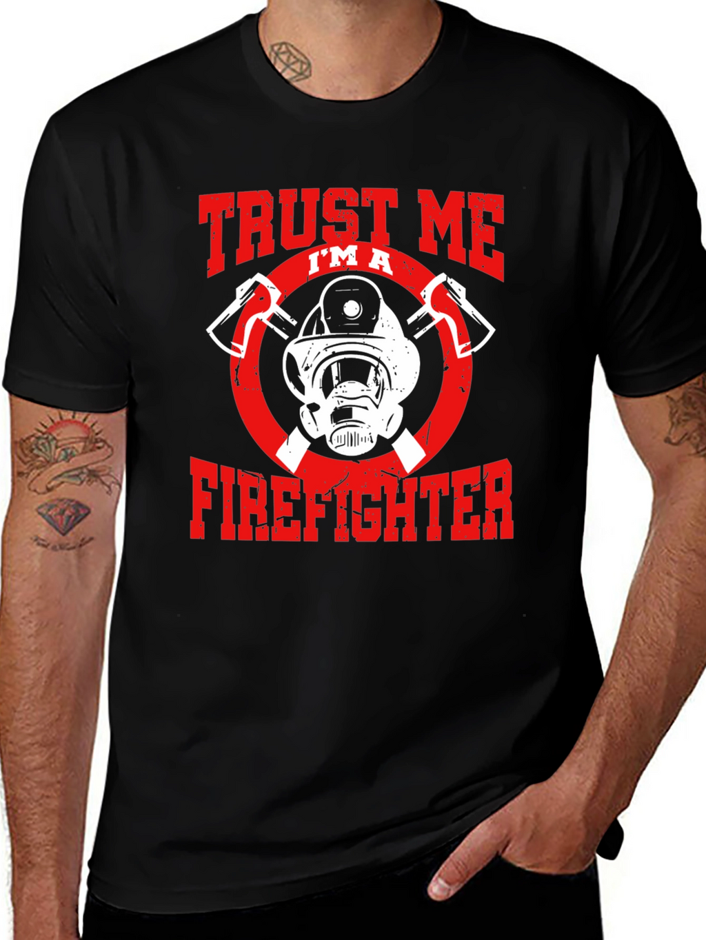 Trust Me Im A Firefighter Black T-Shirt