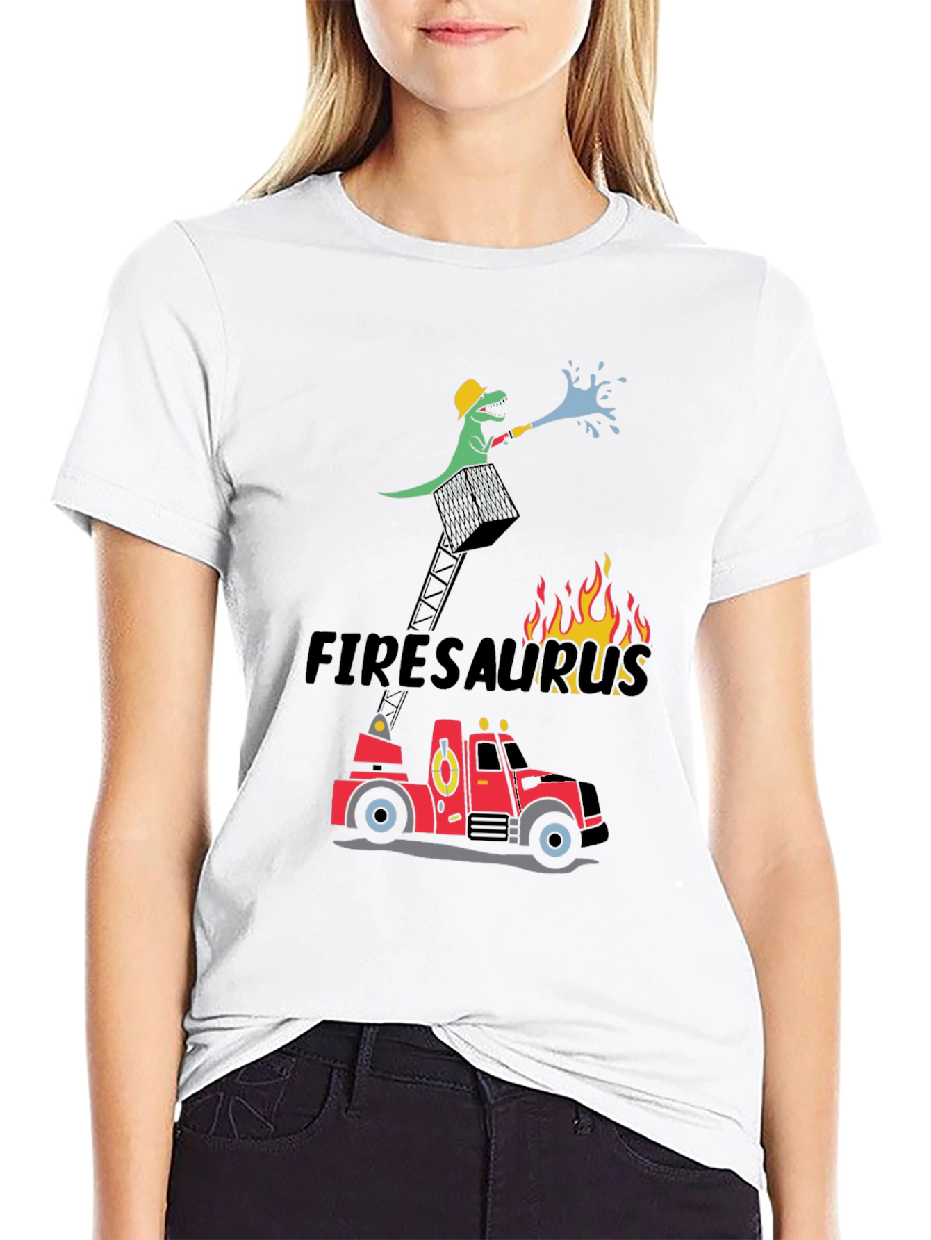 Firesaurus Cartoon Graphic T-Shirt