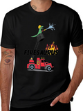 Firesaurus Cartoon Graphic T-Shirt