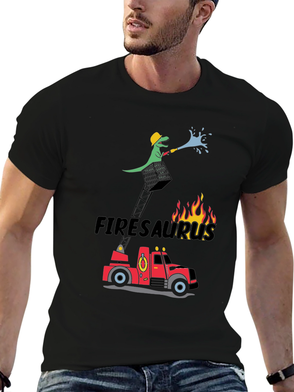 Firesaurus Cartoon Graphic T-Shirt