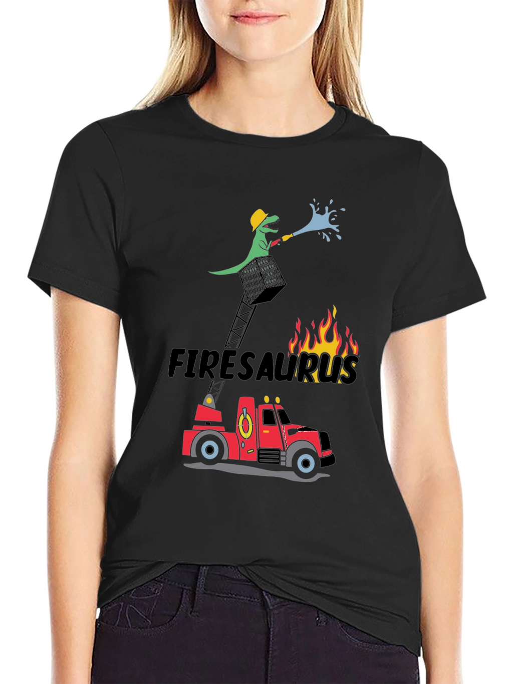 Firesaurus Cartoon Graphic T-Shirt