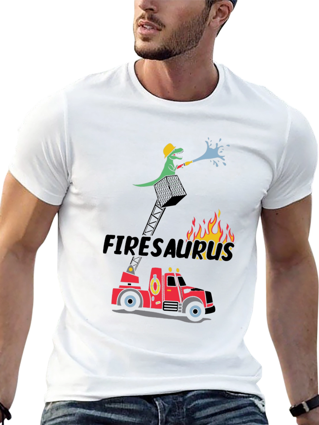 Firesaurus Cartoon Graphic T-Shirt