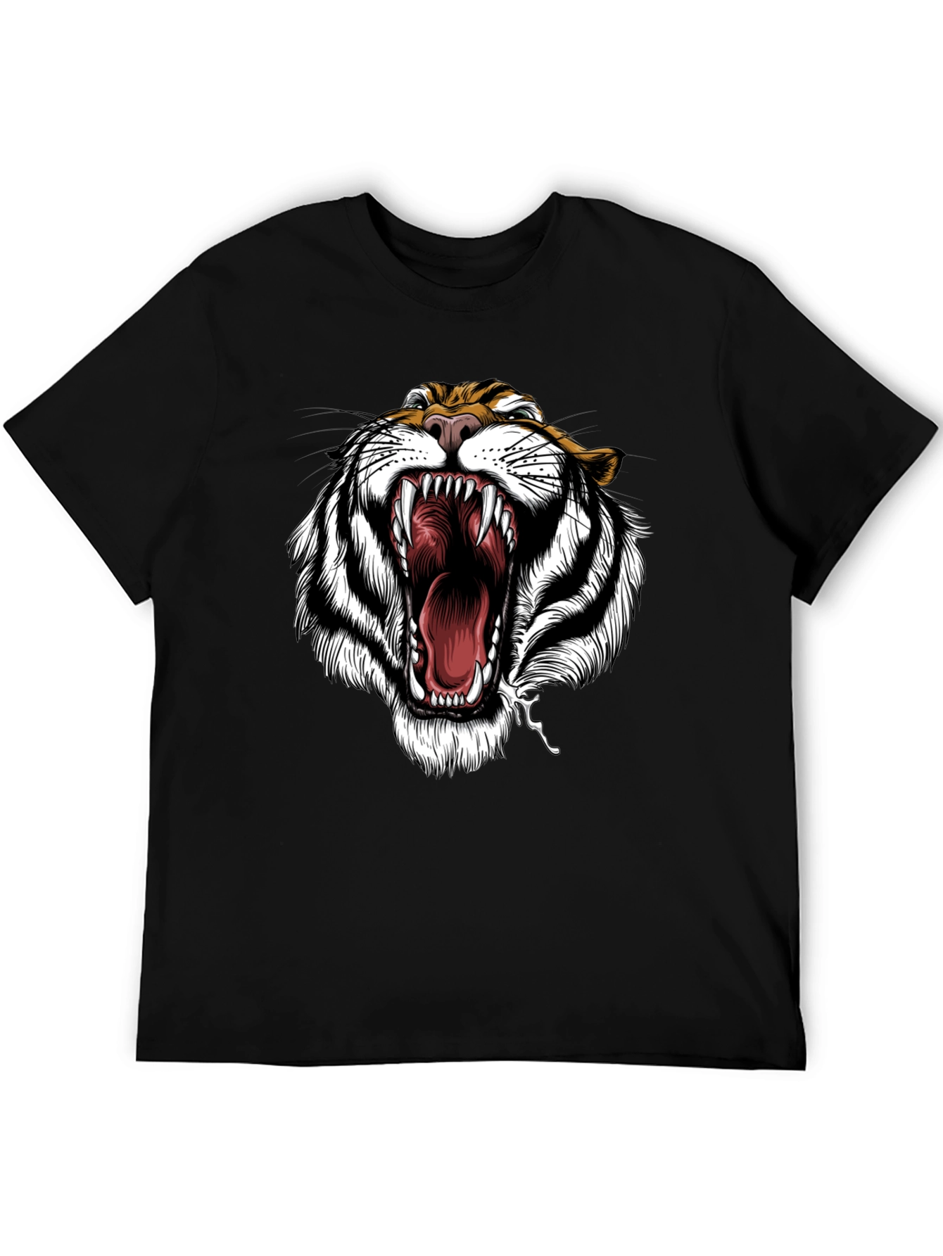 Tiger Roar Graphic Print Black T-Shirt