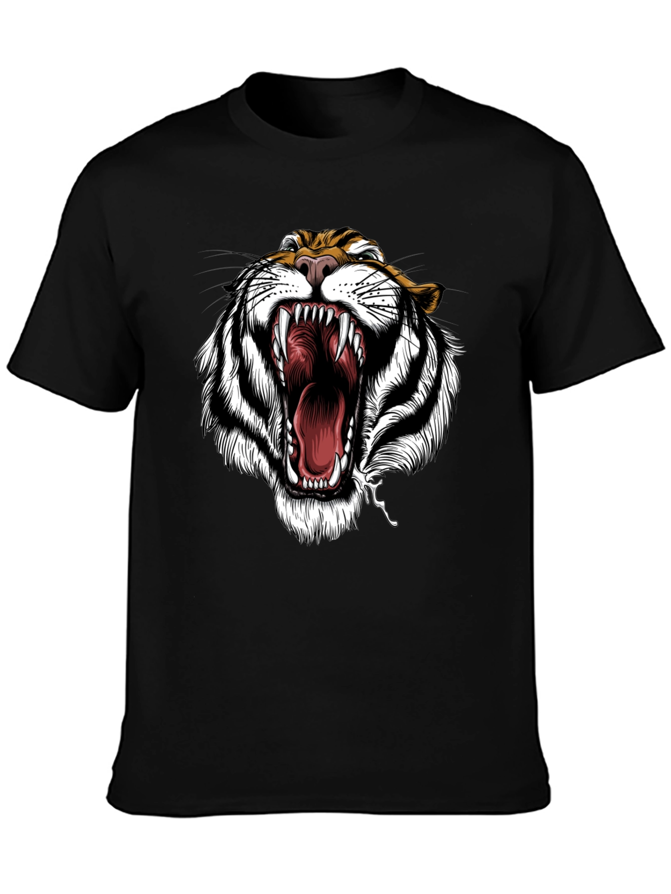 Tiger Roar Graphic Print Black T-Shirt