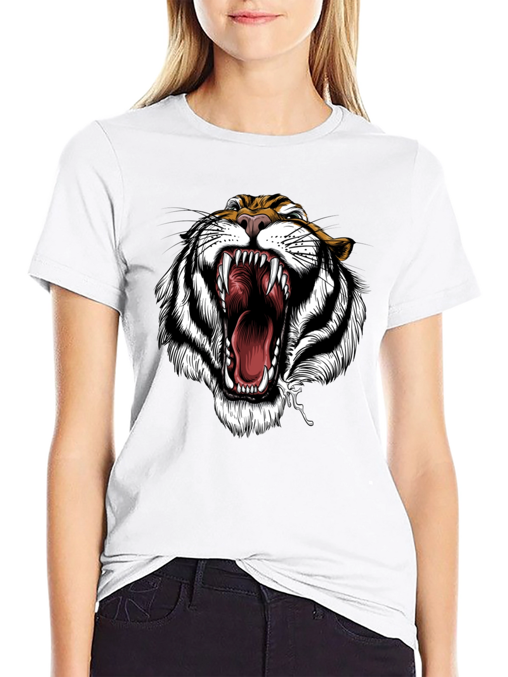 Tiger Roar Graphic Print Black T-Shirt