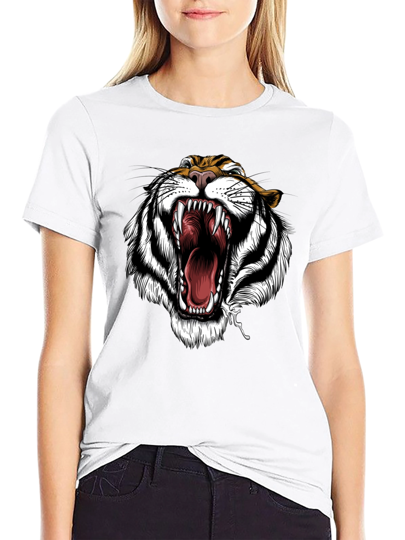 Tiger Roar Graphic Print Black T-Shirt