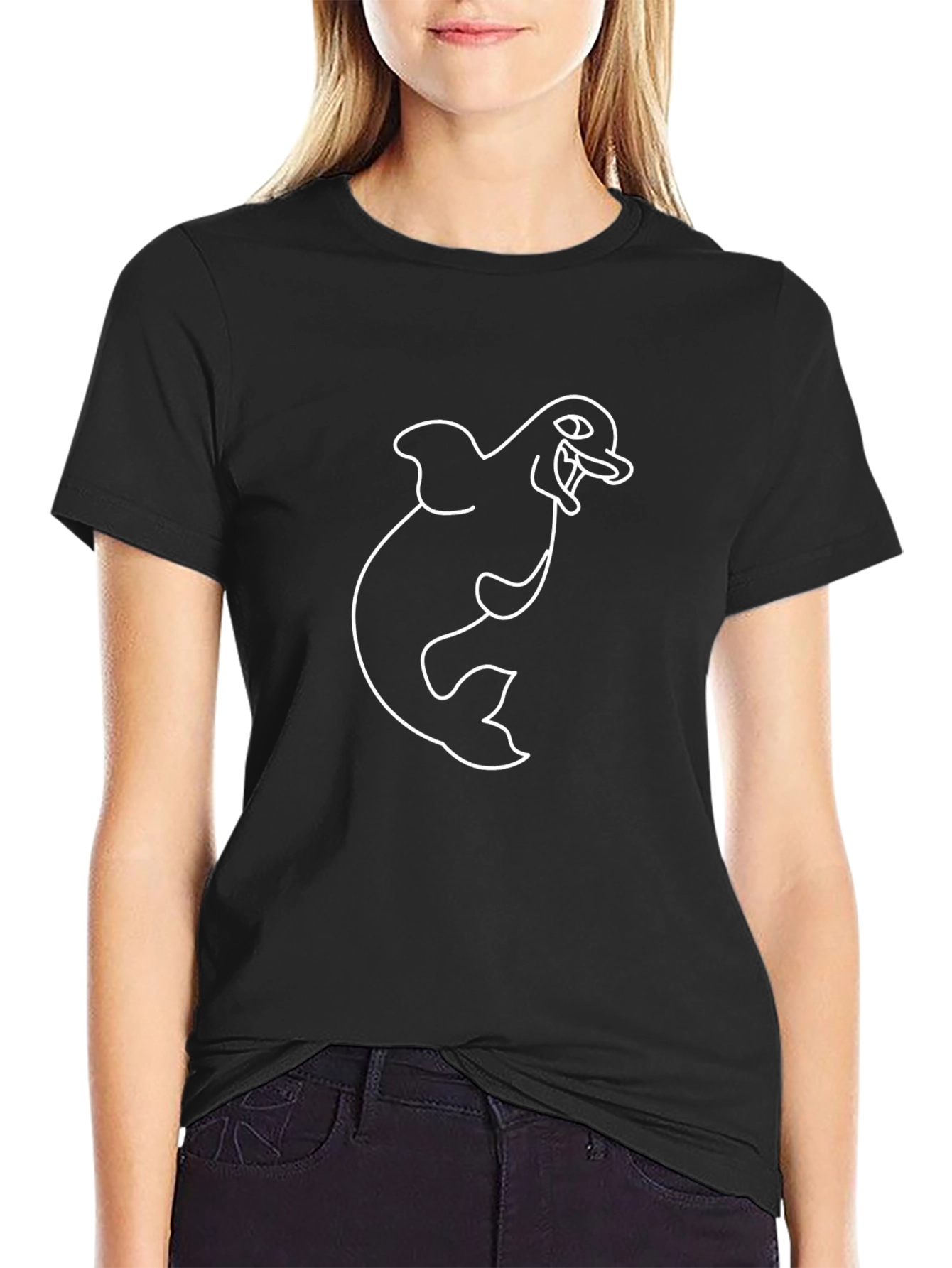 Black T-Shirt with Dolphin Graphic