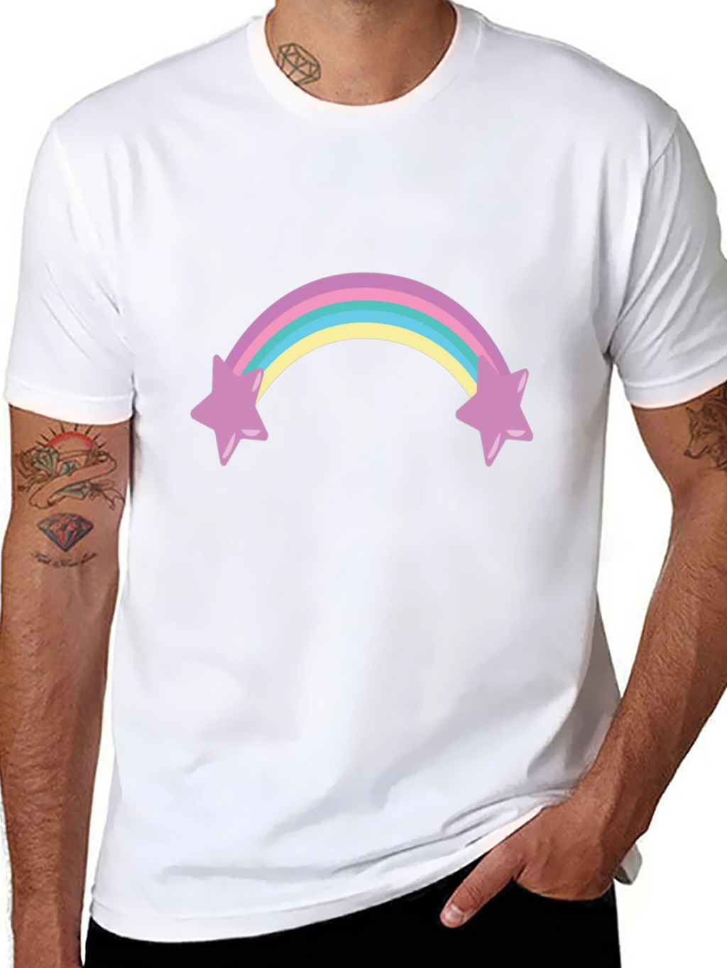 Rainbow Star T-Shirt - Black Cotton Blend