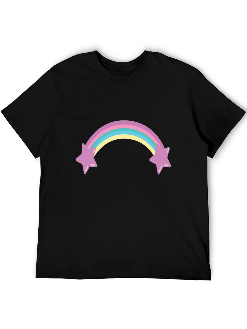 Rainbow Star T-Shirt - Black Cotton Blend