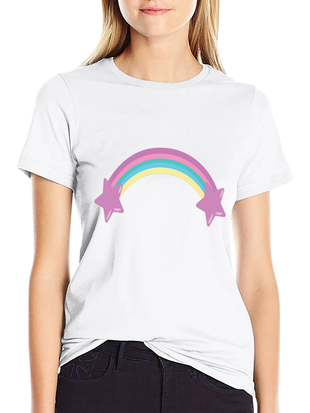 Rainbow Star T-Shirt - Black Cotton Blend