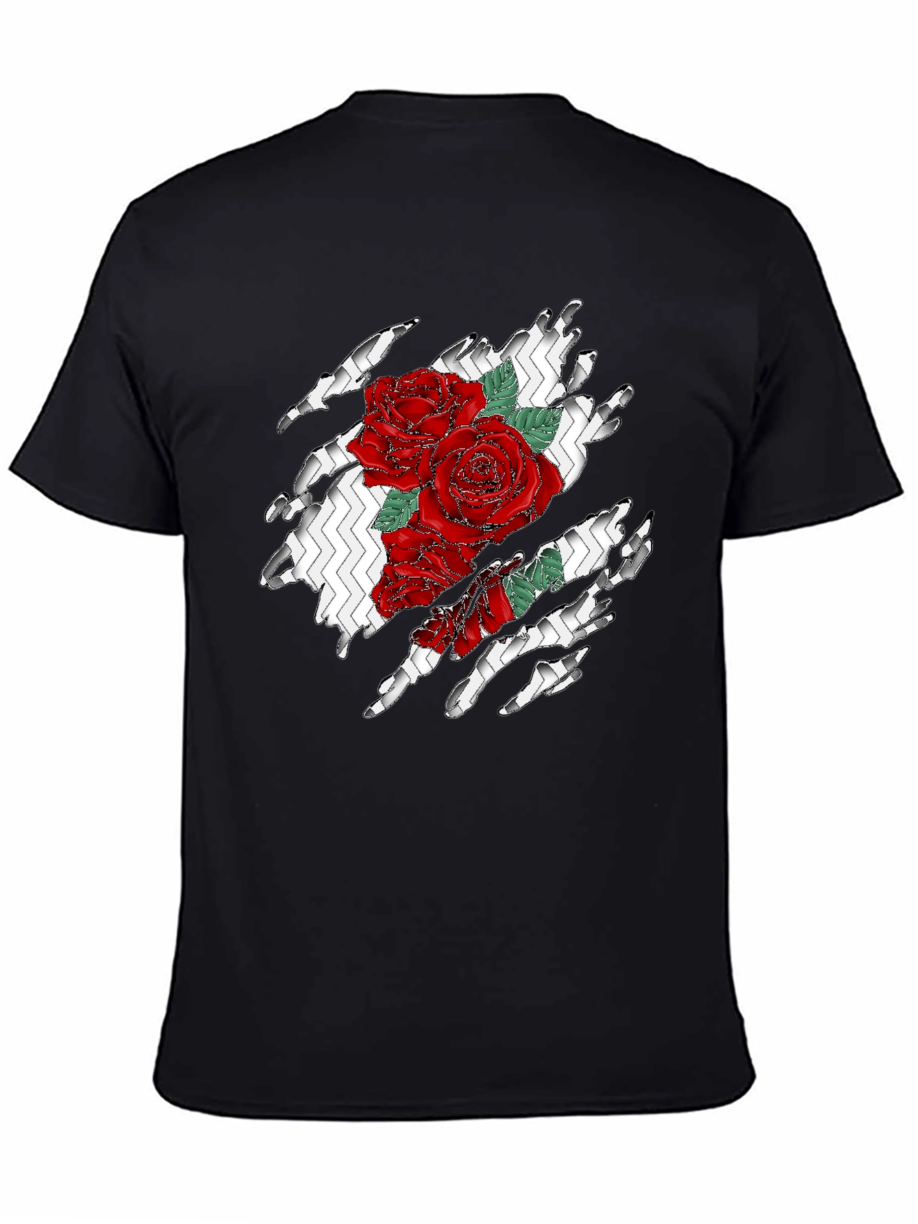Rose Torn Black T-Shirt