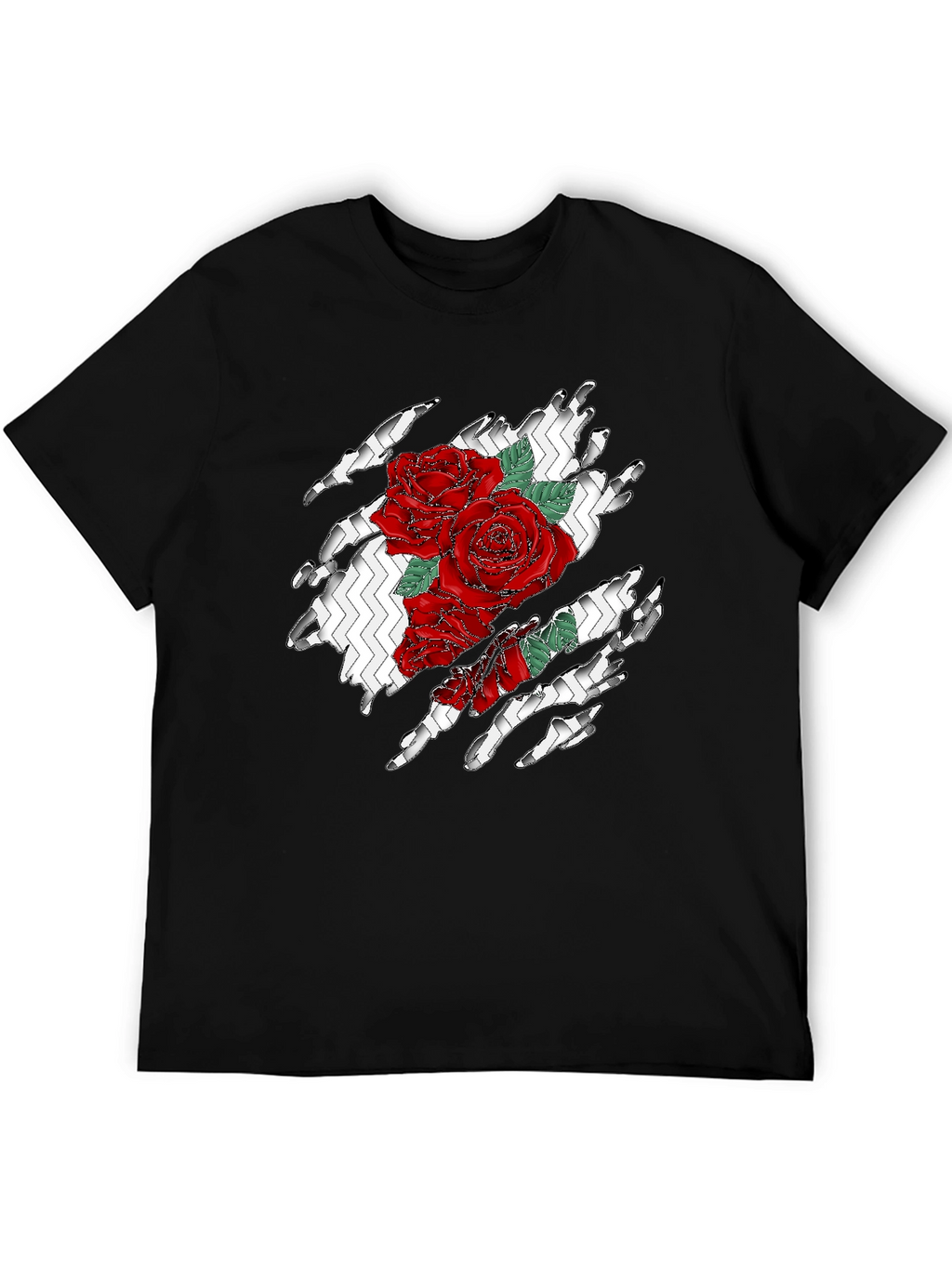 Rose Torn Black T-Shirt