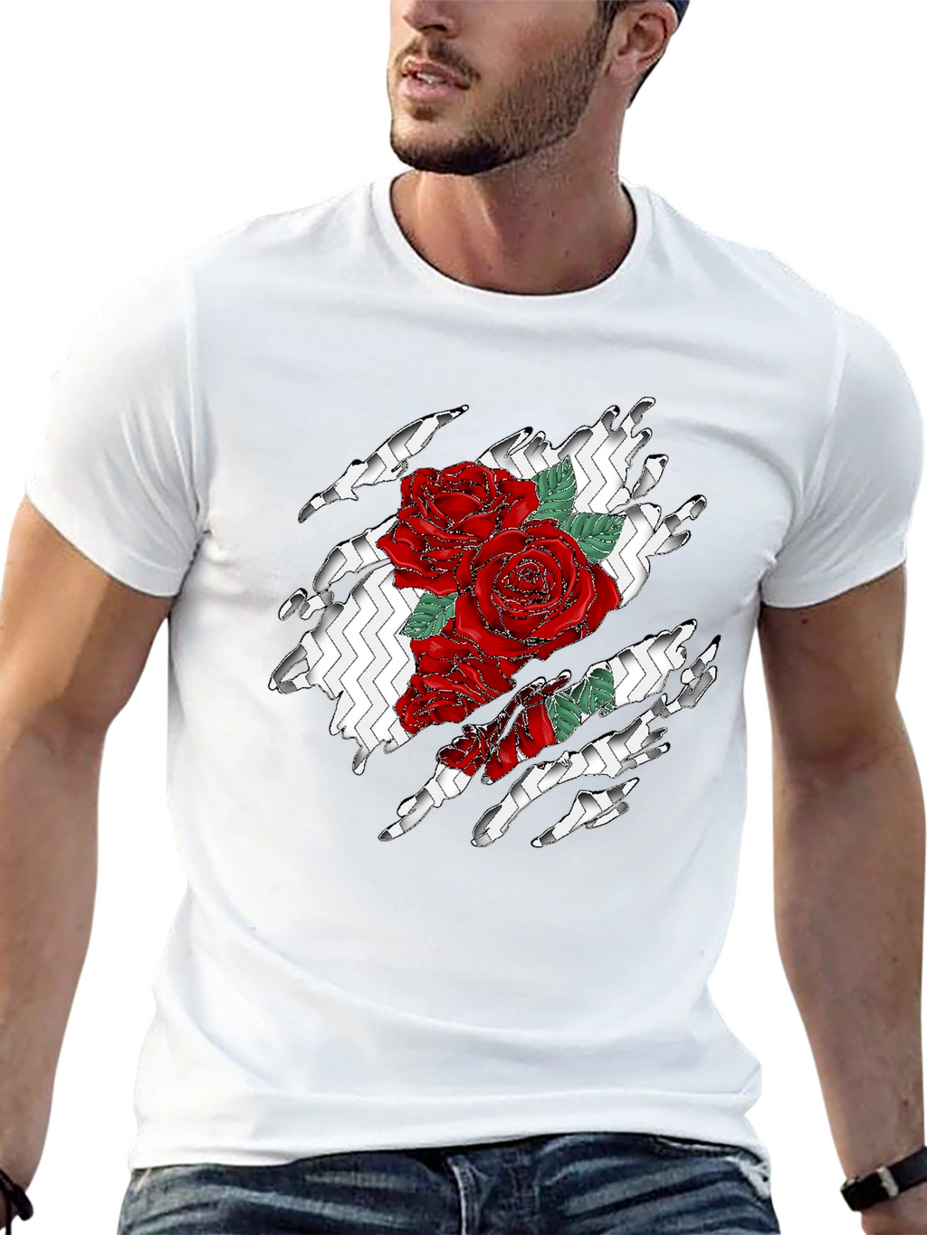 Rose Torn Black T-Shirt