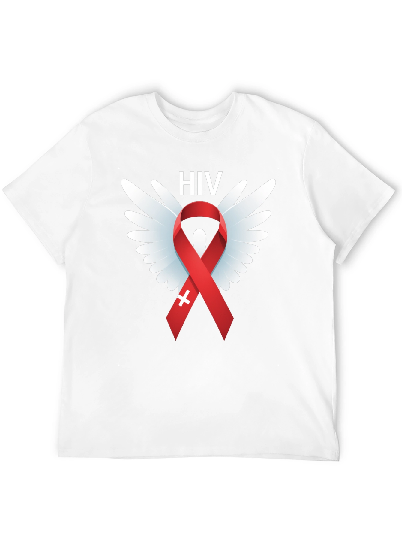 HIV Awareness Ribbon Wings Graphic T-Shirt