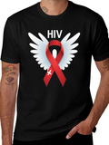 HIV Awareness Ribbon Wings Graphic T-Shirt