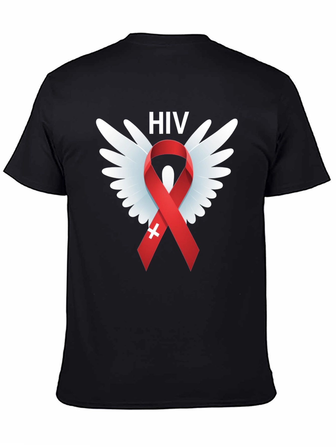 HIV Awareness Ribbon Wings Graphic T-Shirt
