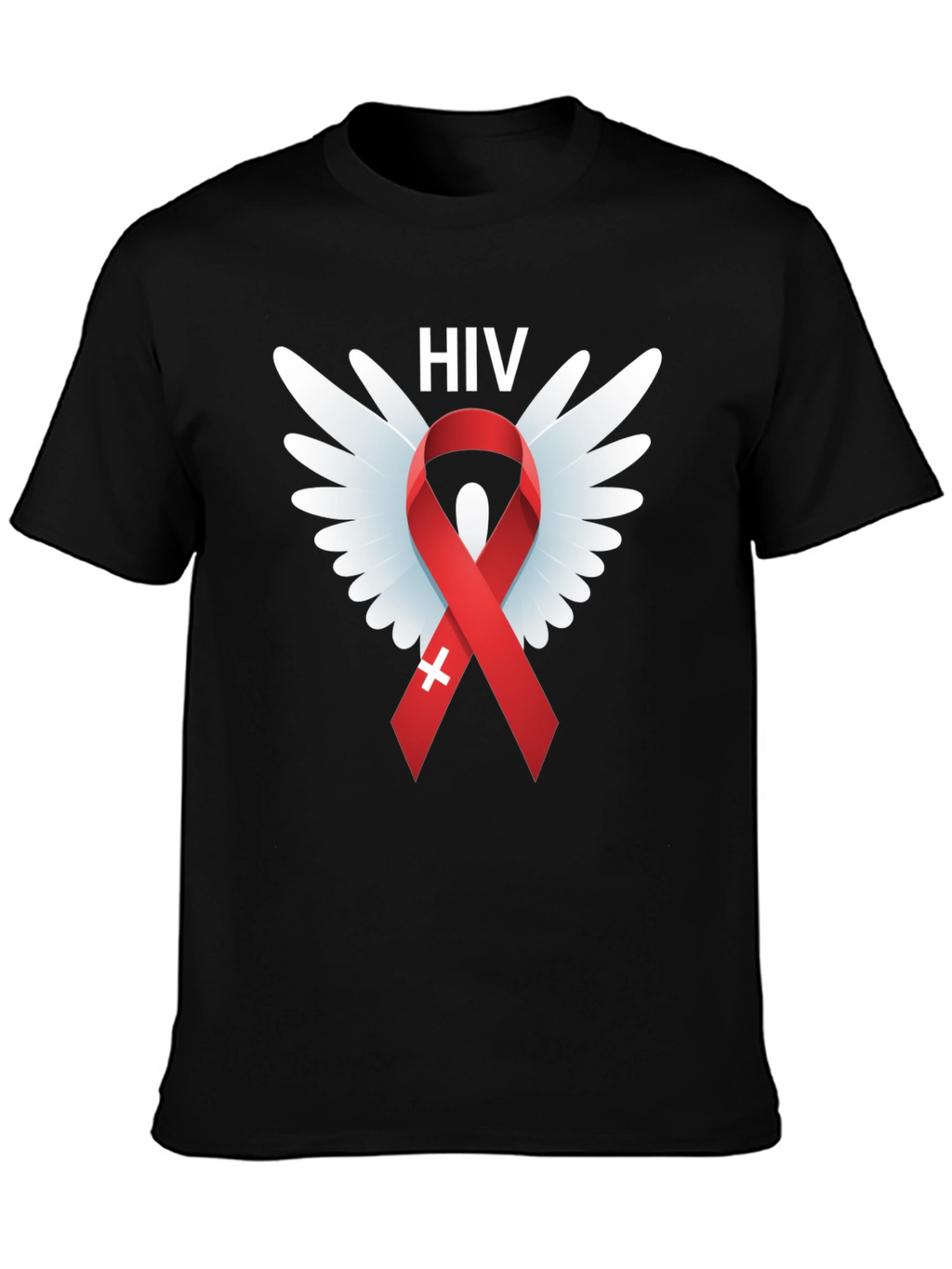 HIV Awareness Ribbon Wings Graphic T-Shirt