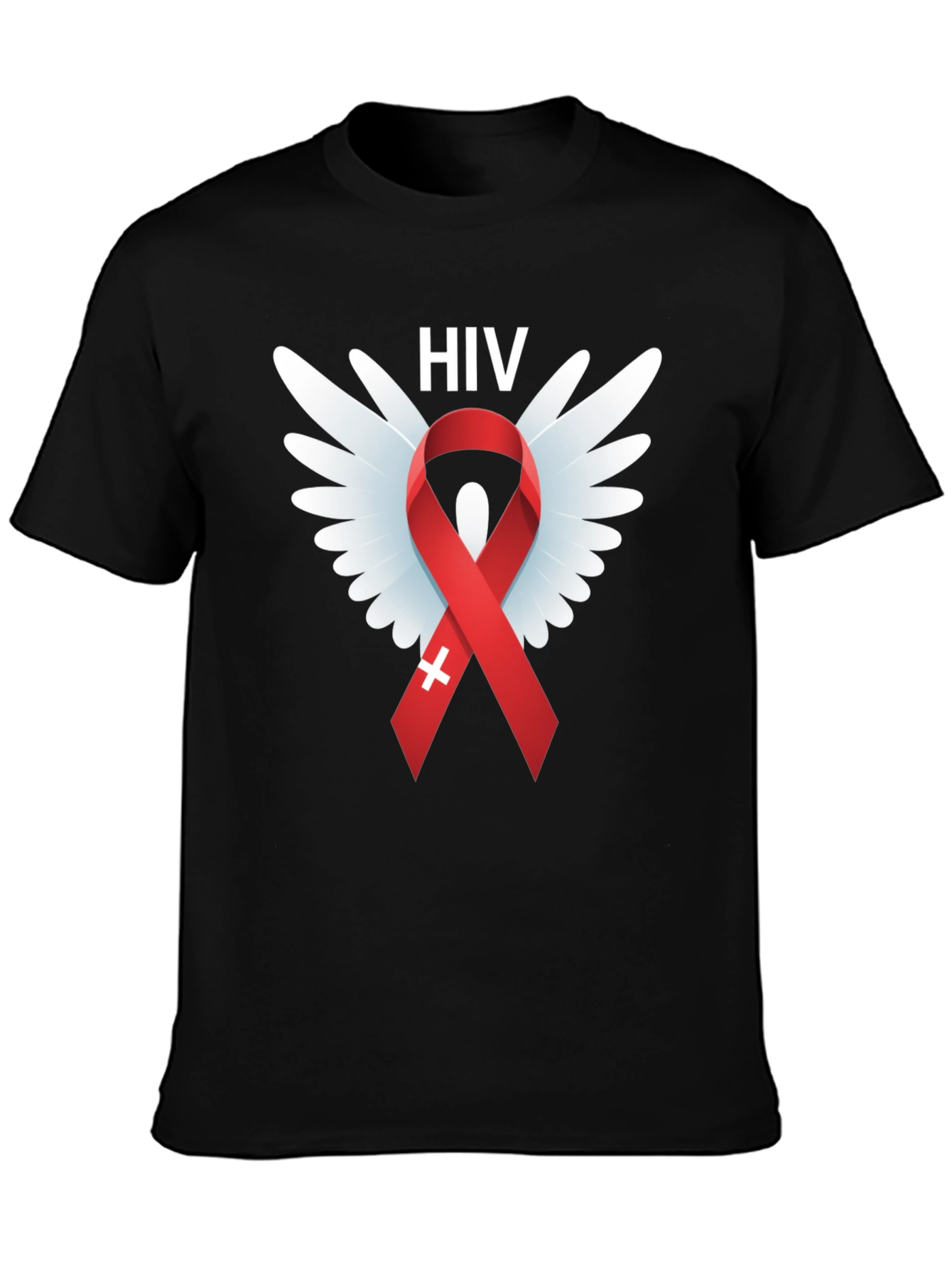 HIV Awareness Ribbon Wings Graphic T-Shirt