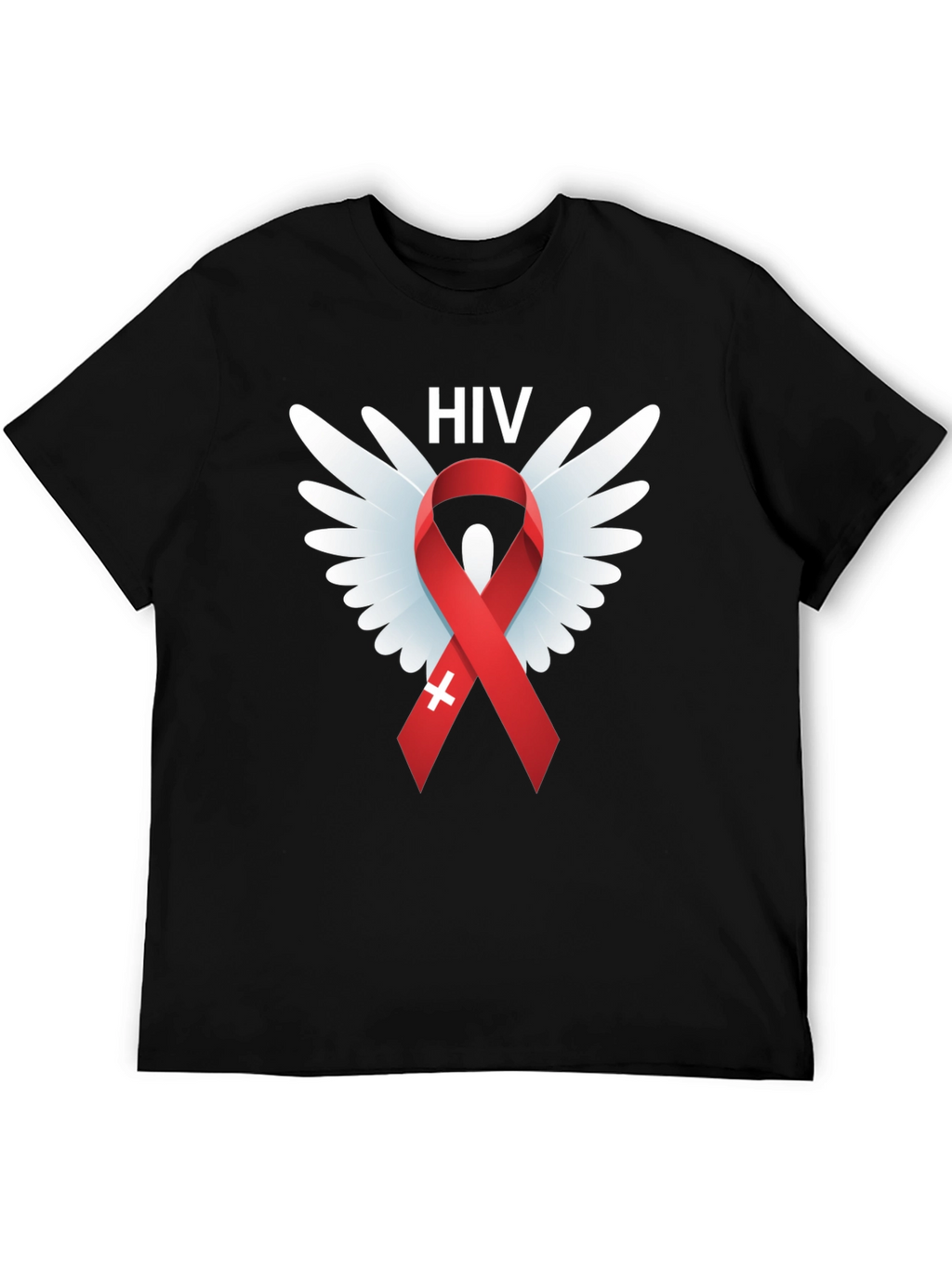 HIV Awareness Ribbon Wings Graphic T-Shirt