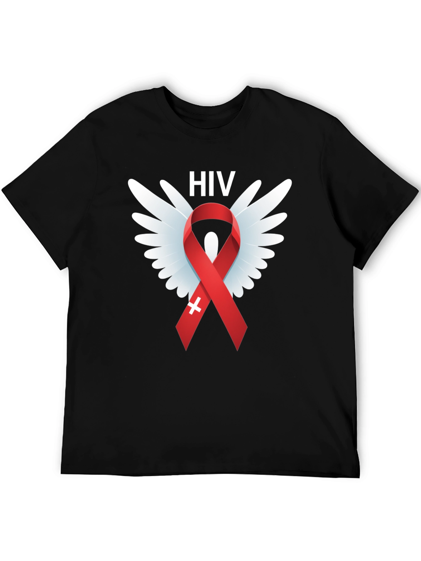 HIV Awareness Ribbon Wings Graphic T-Shirt