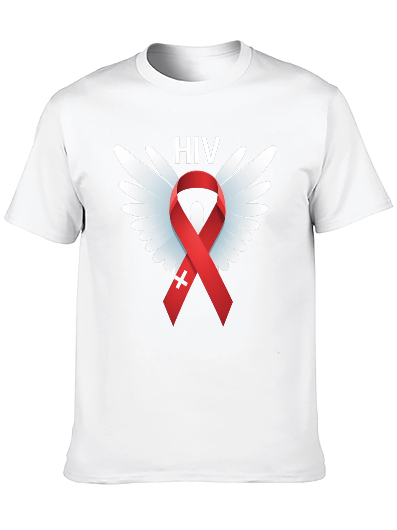 HIV Awareness Ribbon Wings Graphic T-Shirt