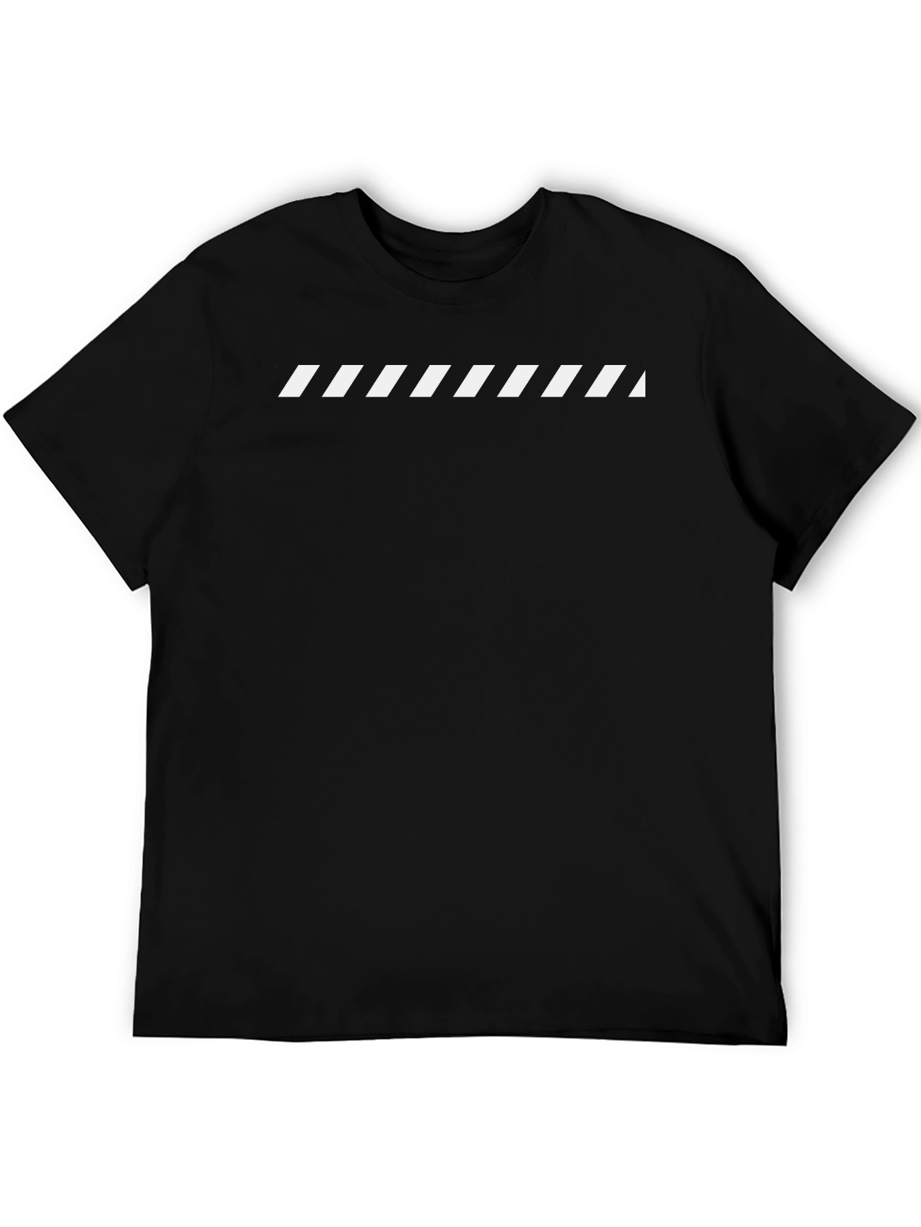 Mens Black T-Shirt with White Diagonal Stripes