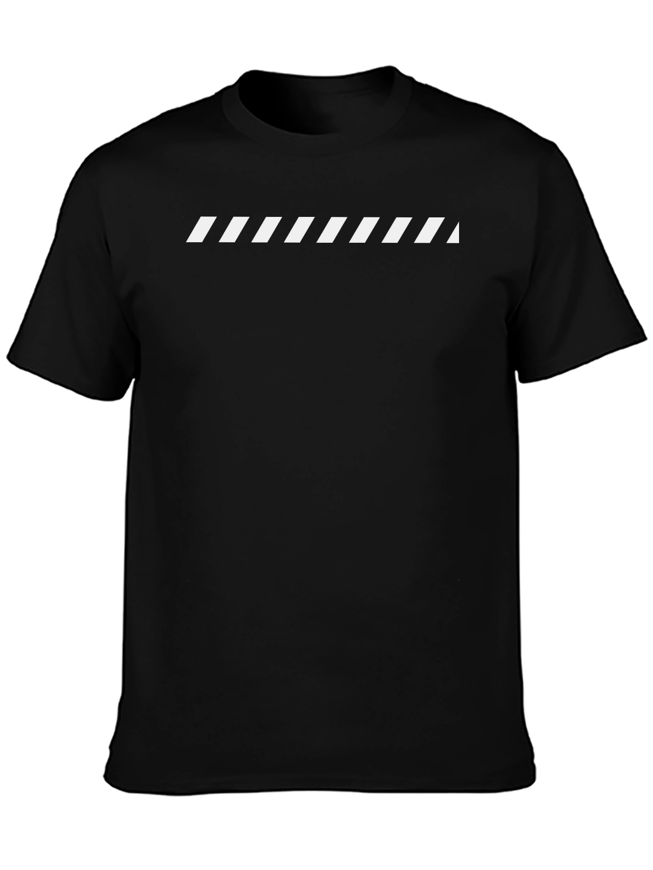 Mens Black T-Shirt with White Diagonal Stripes