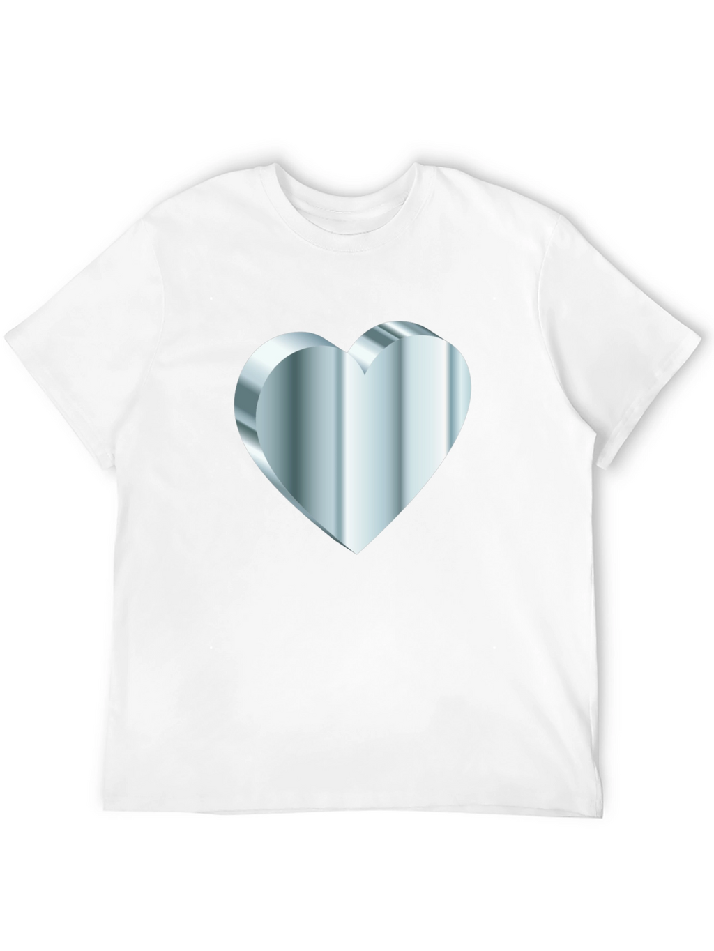 Mens Black Tee with Silver 3D Heart Design