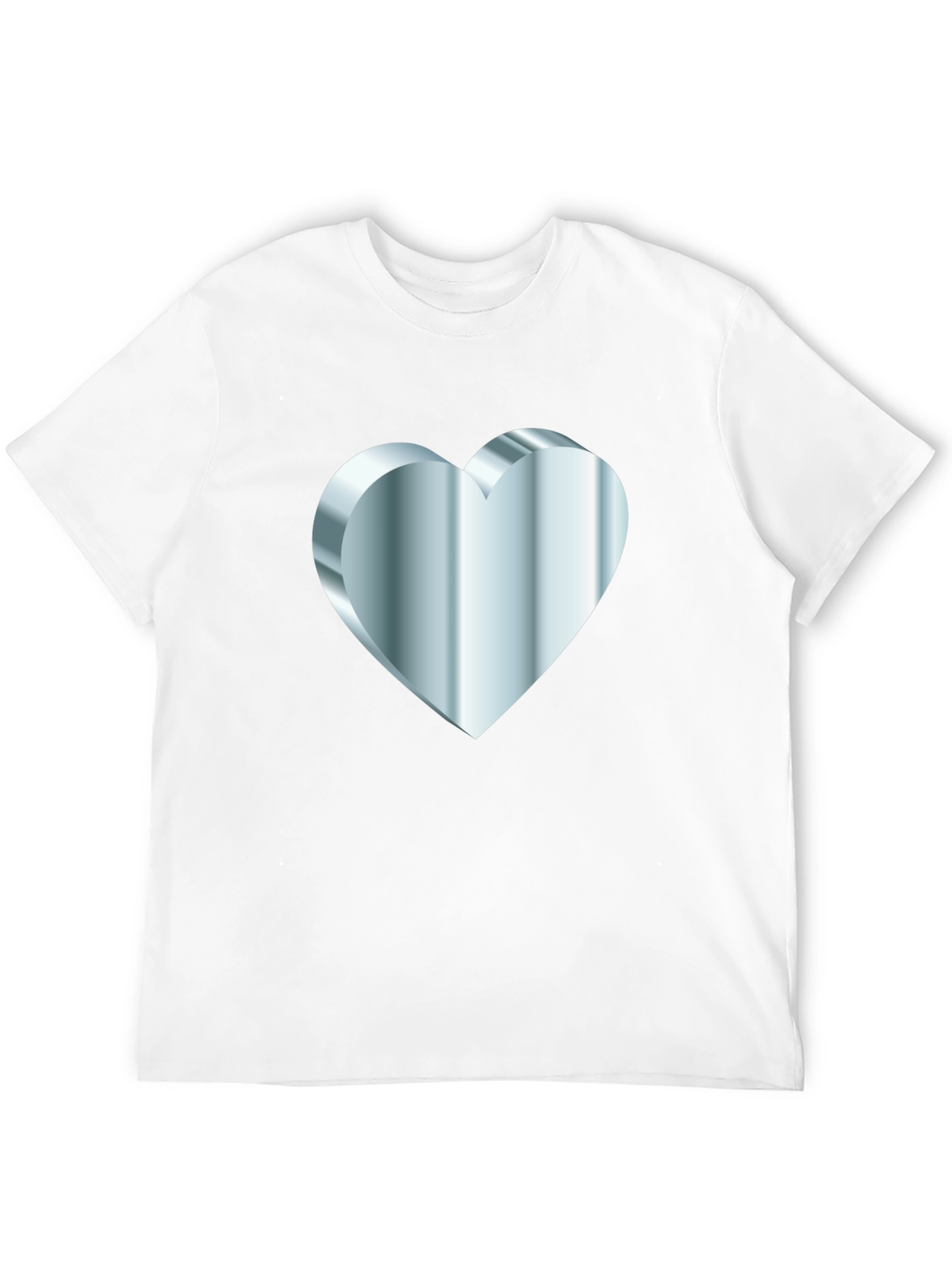 Mens Black Tee with Silver 3D Heart Design