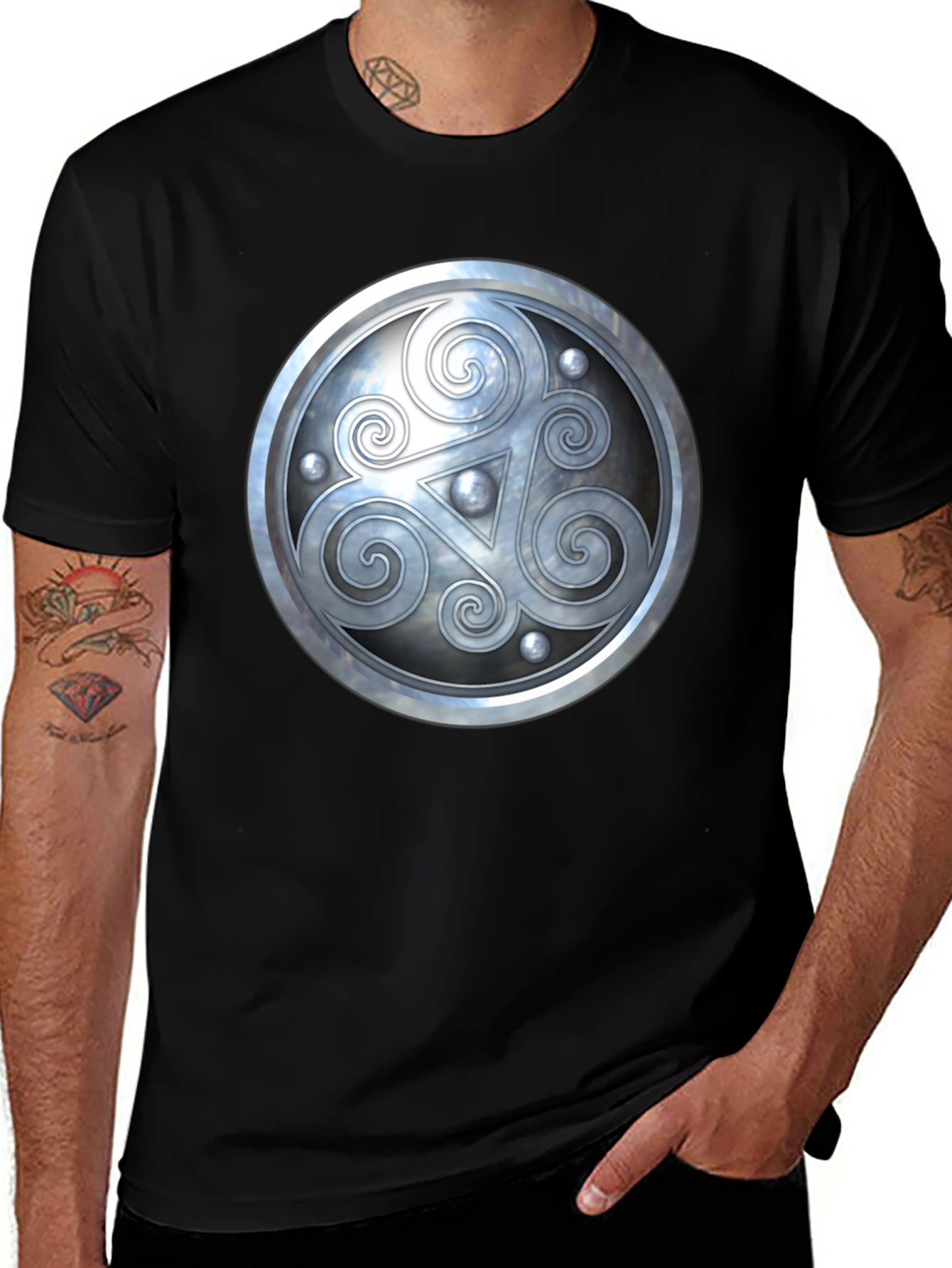 Celtic Shield Design Black T-Shirt