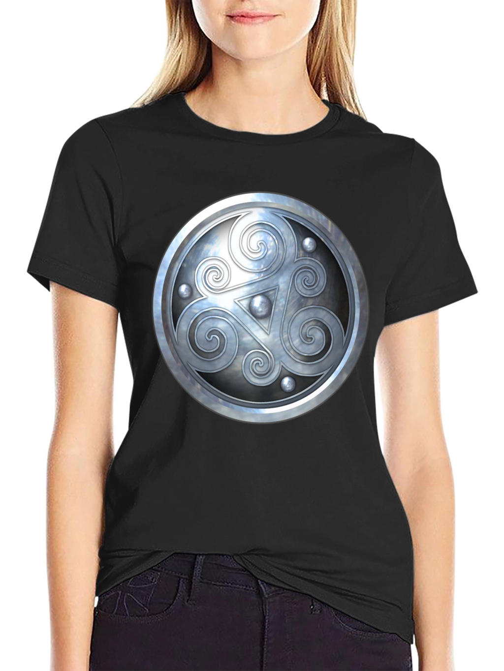 Celtic Shield Design Black T-Shirt