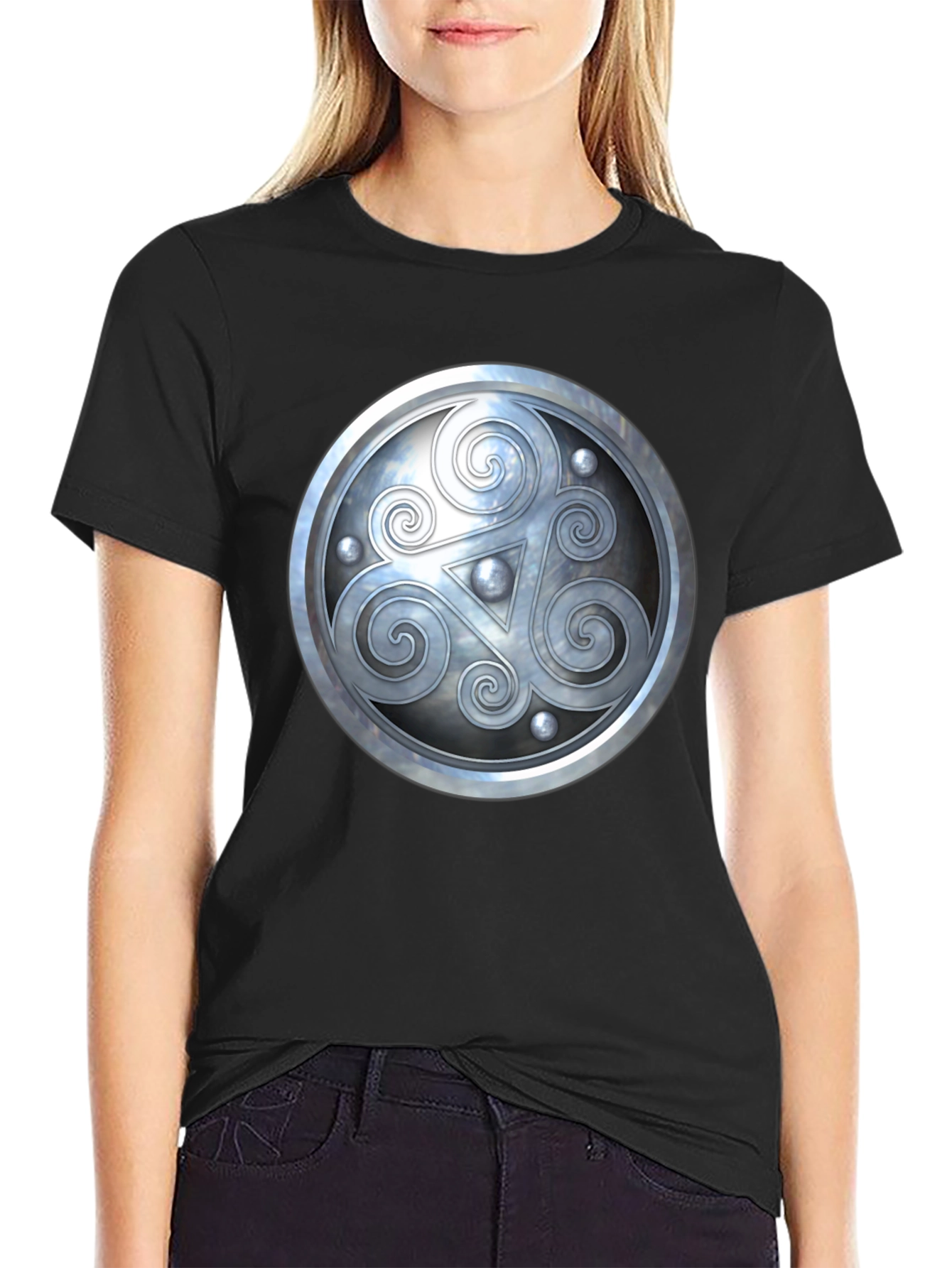Celtic Shield Design Black T-Shirt