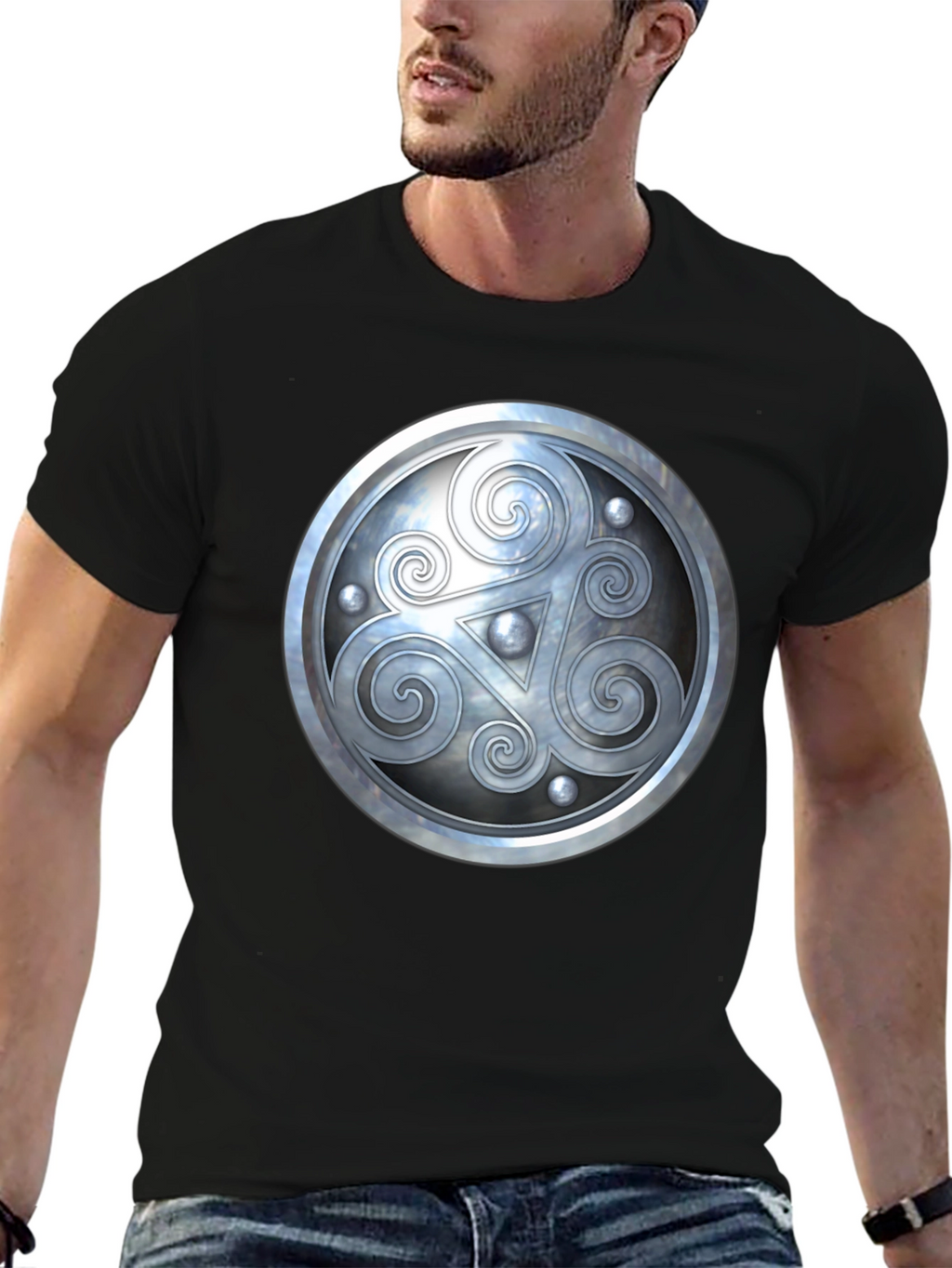 Celtic Shield Design Black T-Shirt