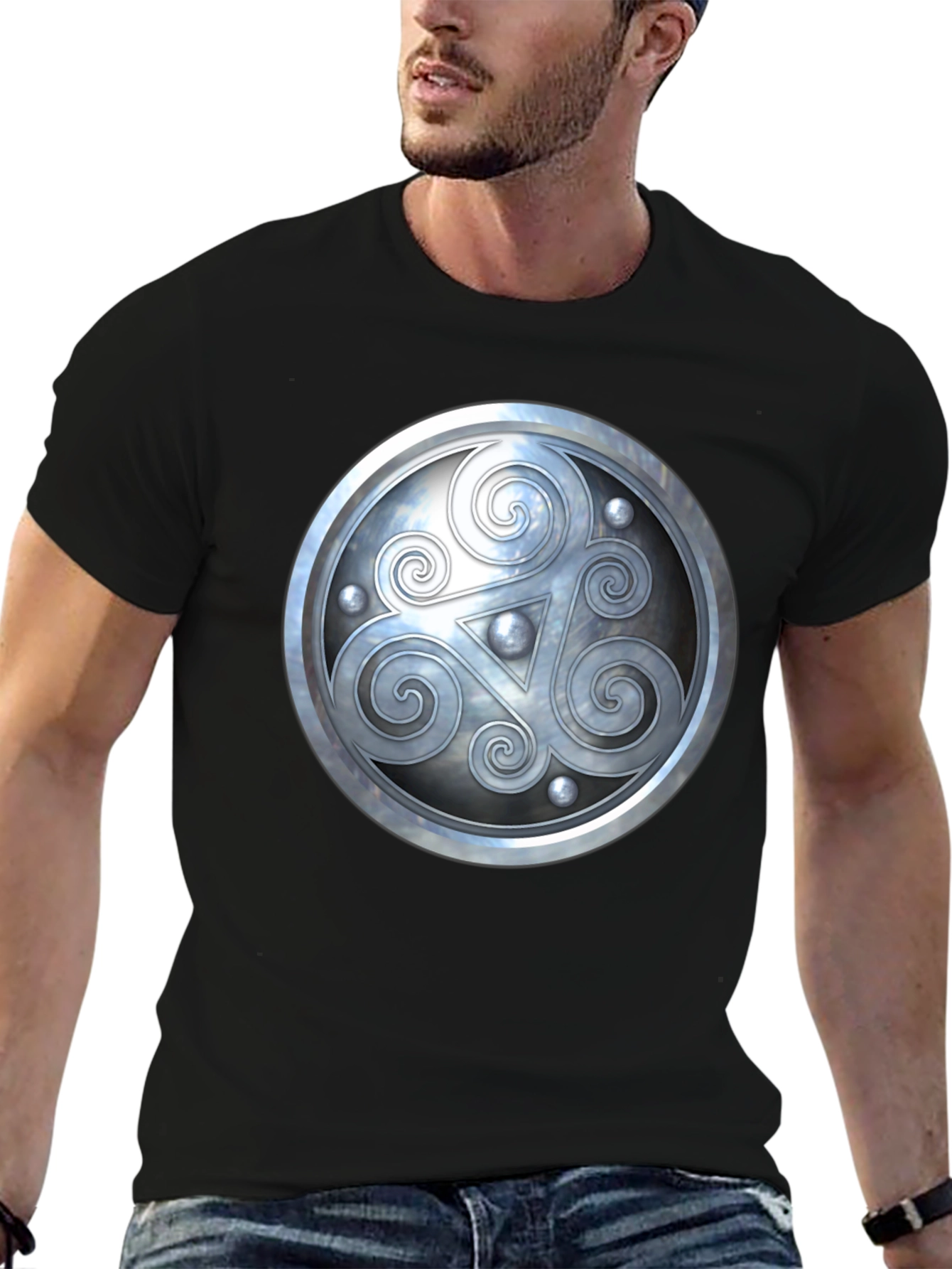 Celtic Shield Design Black T-Shirt