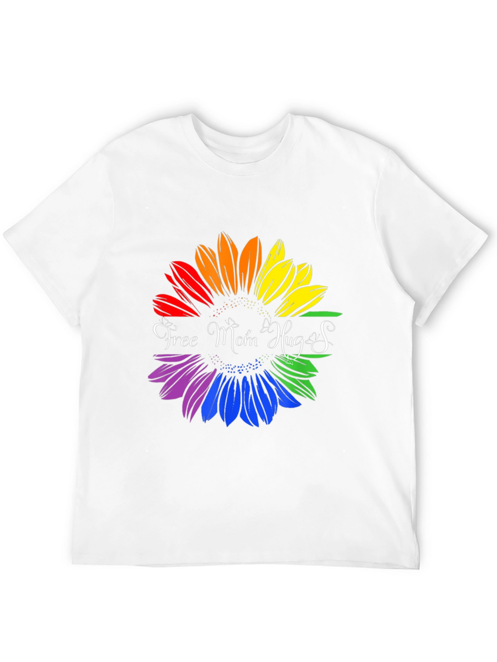 Rainbow Sunflower Free Mom Hugs Graphic T-Shirt