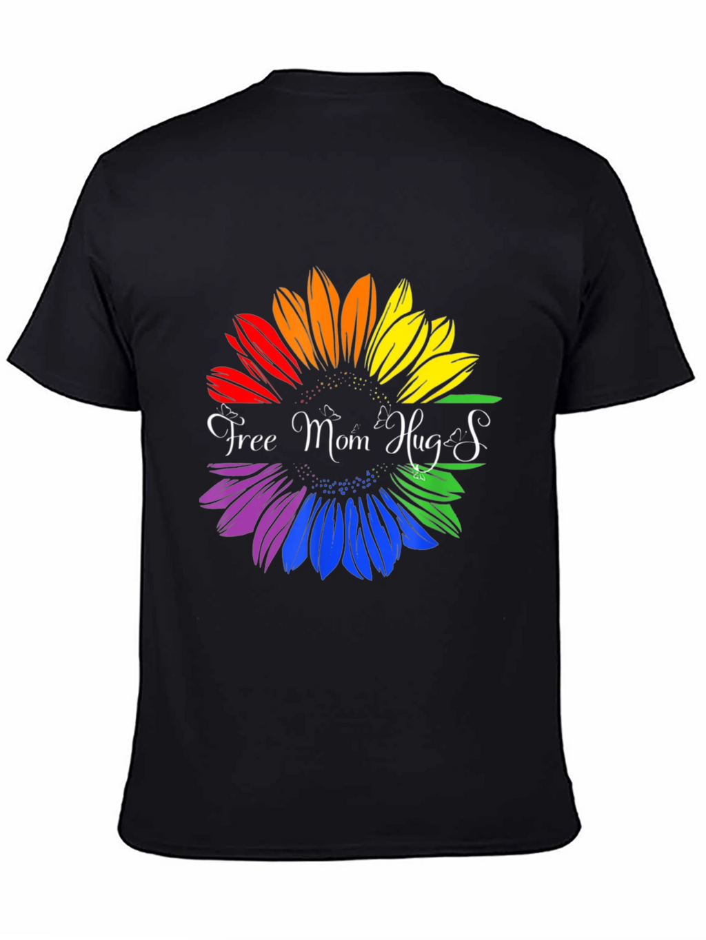 Rainbow Sunflower Free Mom Hugs Graphic T-Shirt