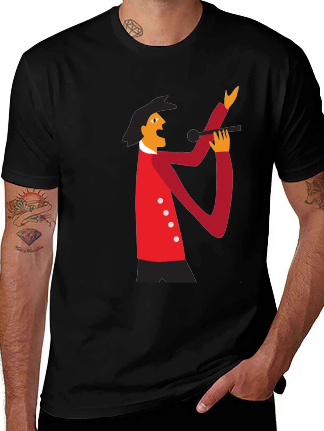 Retro Singer Graphic Tee - Black Cotton T-Shirt