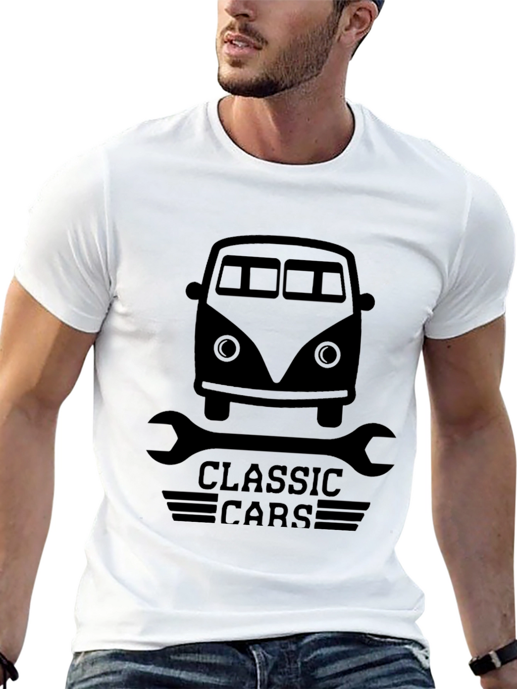 Classic Cars Graphic Tee - Mens Black T-Shirt
