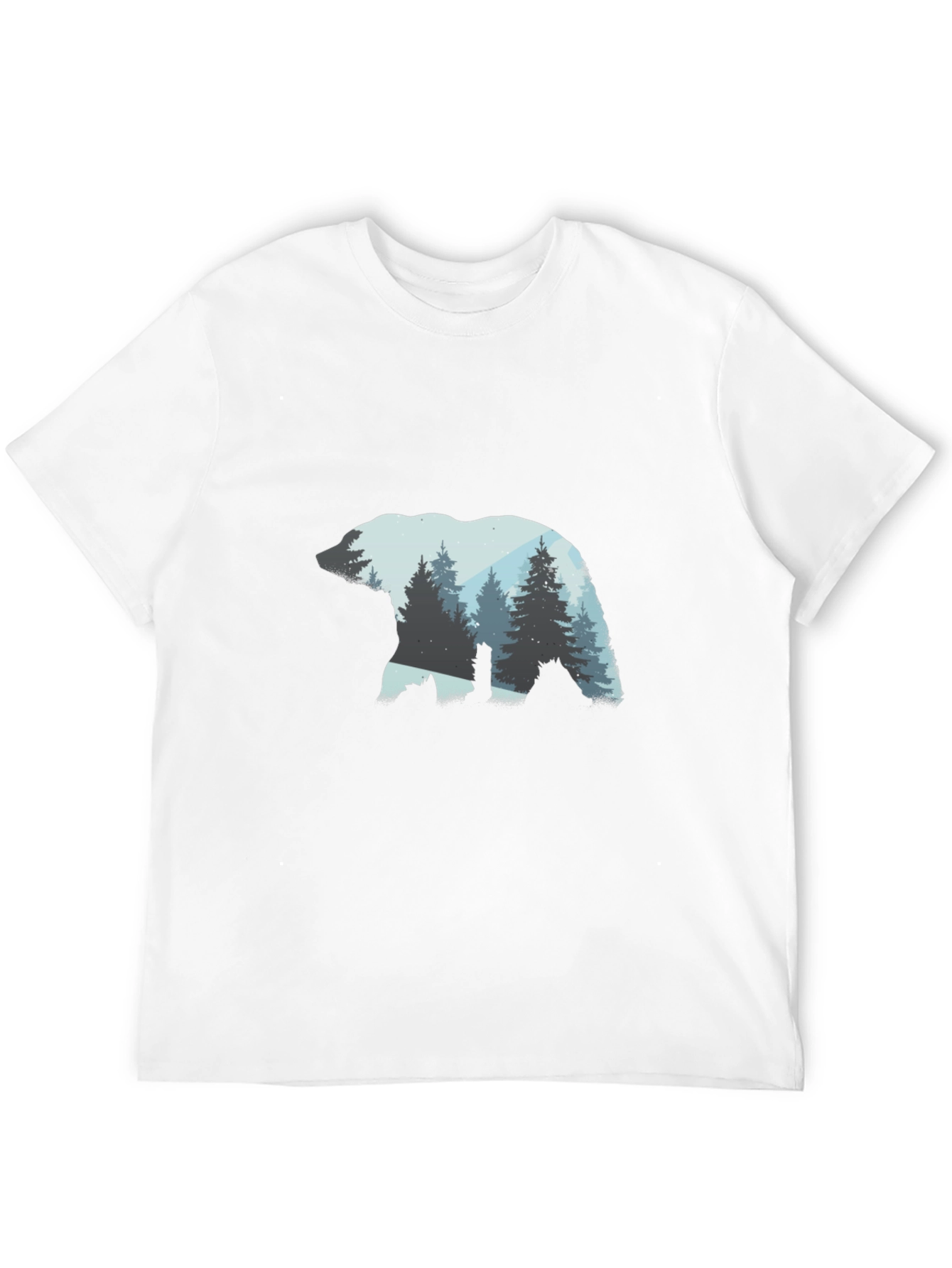 Bear Silhouette Forest Graphic Tee - Black