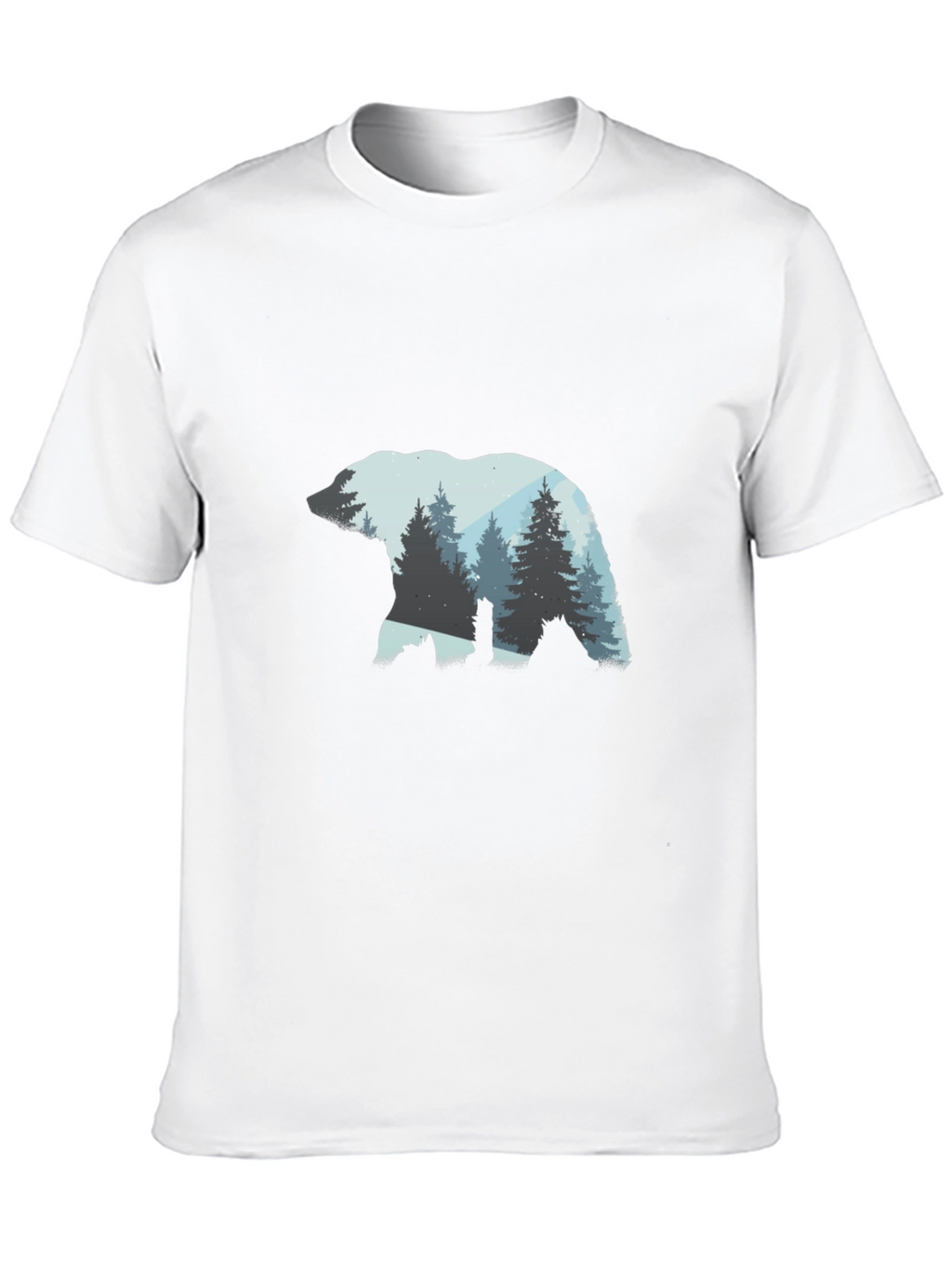 Bear Silhouette Forest Graphic Tee - Black