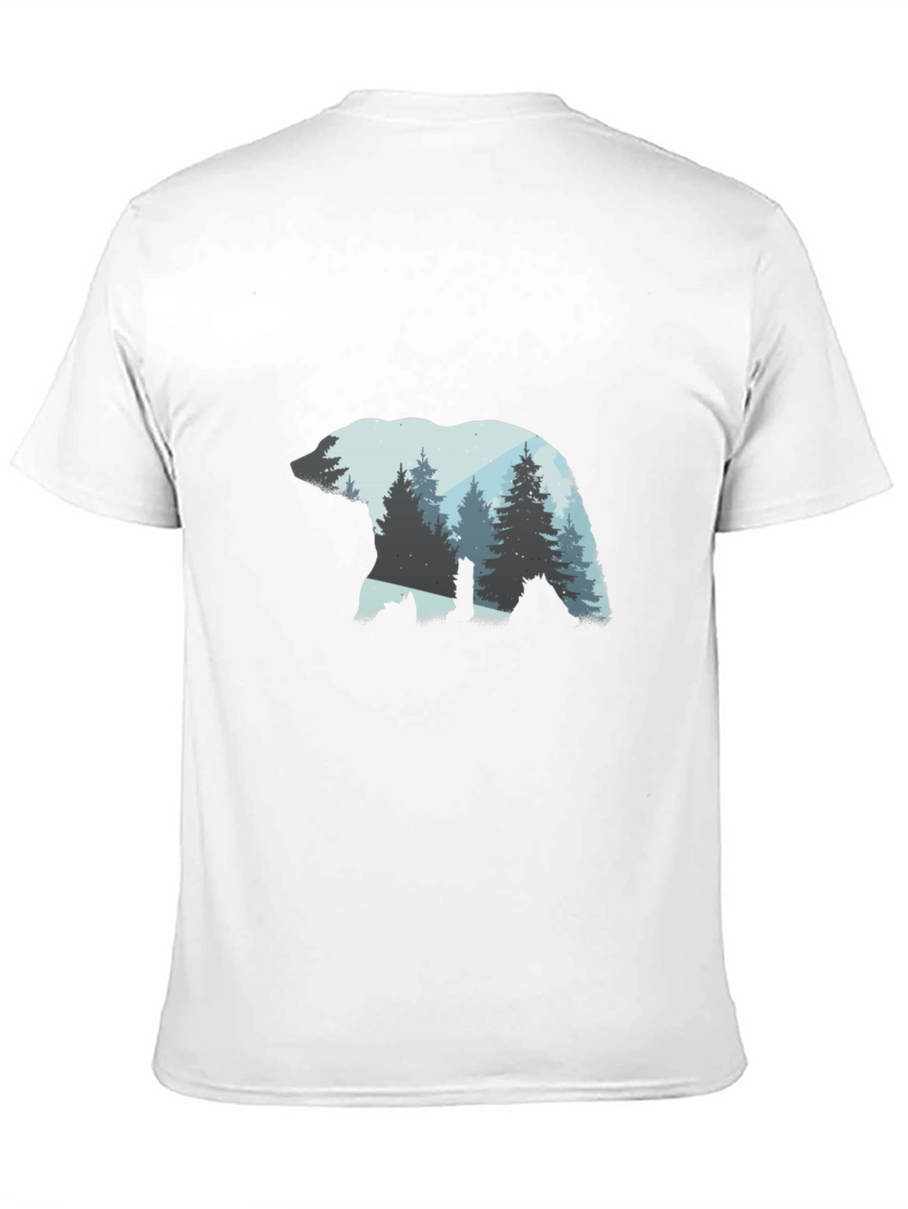 Bear Silhouette Forest Graphic Tee - Black