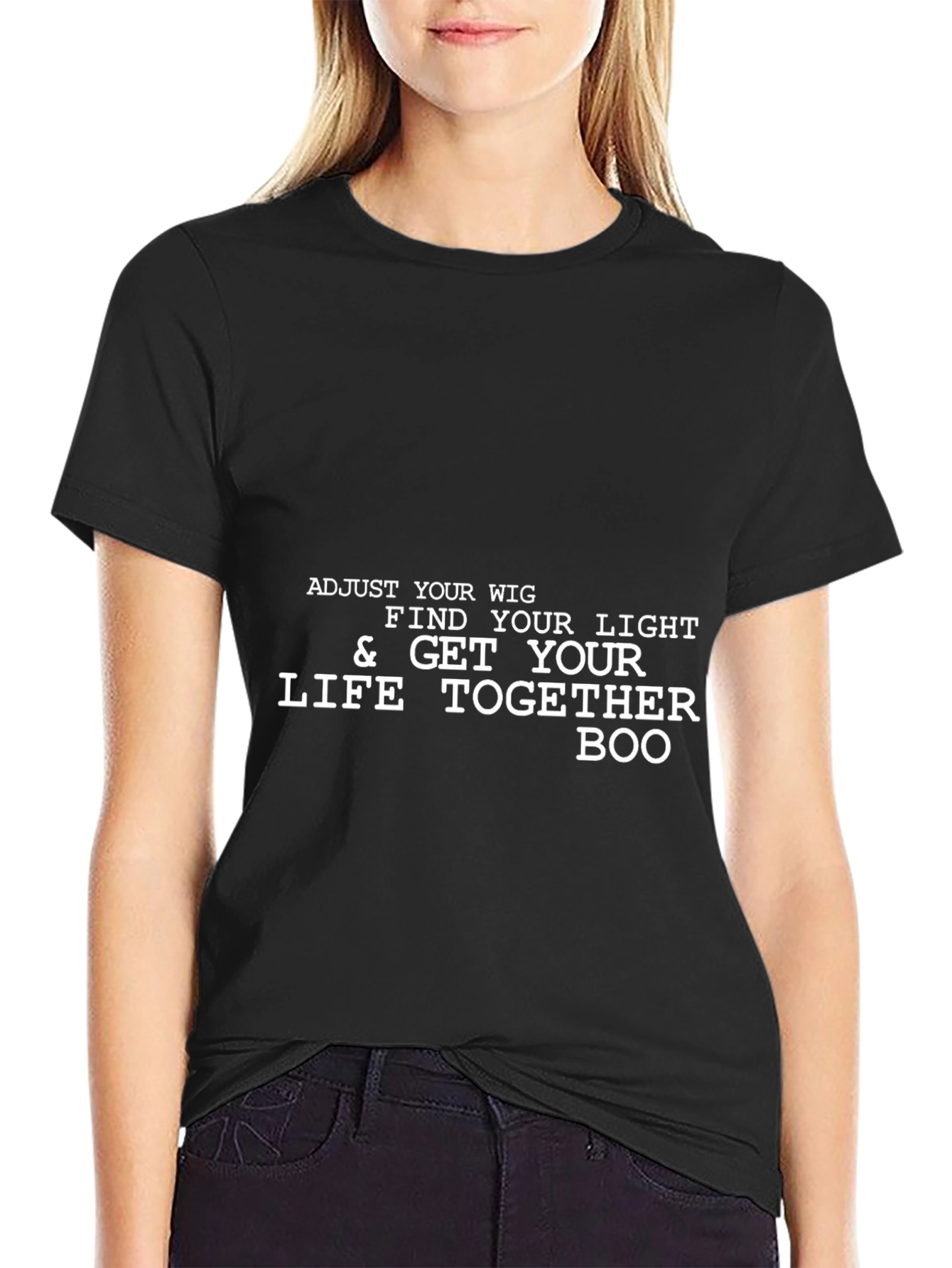 Adjust Your Wig Mens Black Graphic Tee