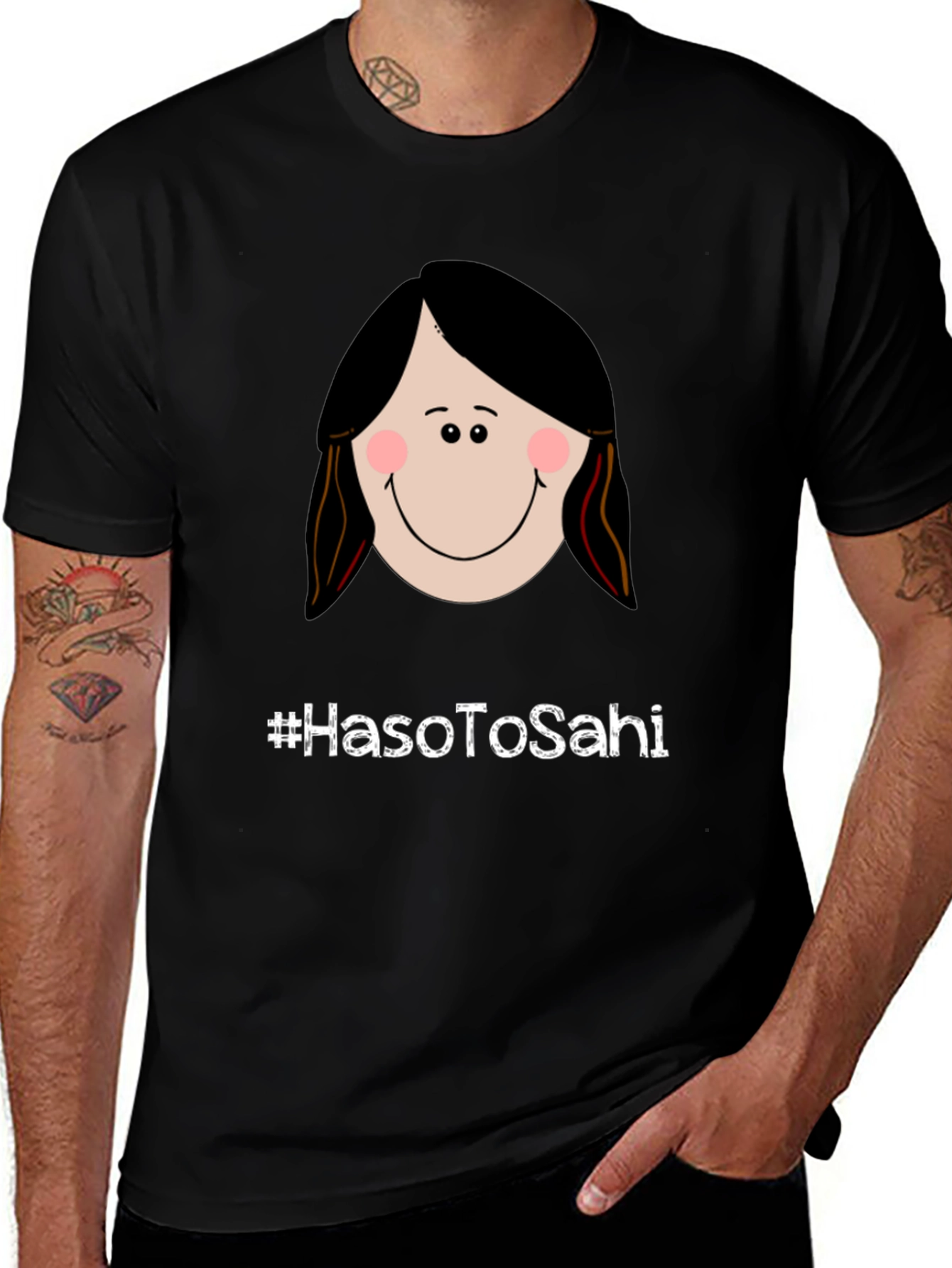 Humorous Graphic Tee - #HasoToSahi