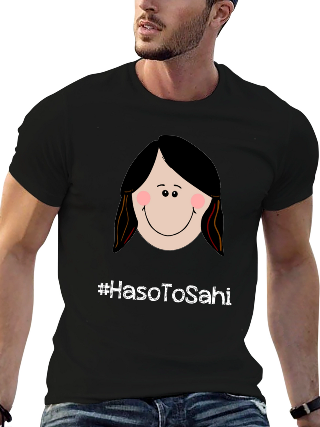 Humorous Graphic Tee - #HasoToSahi