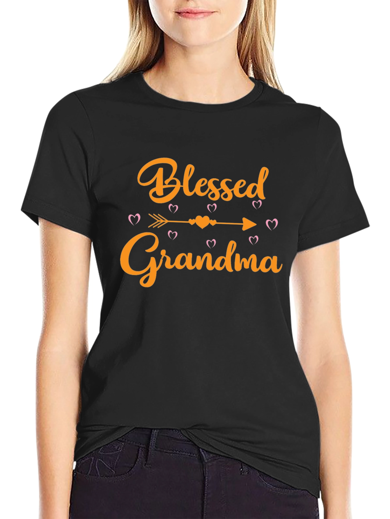 Blessed Grandma Black Graphic T-Shirt