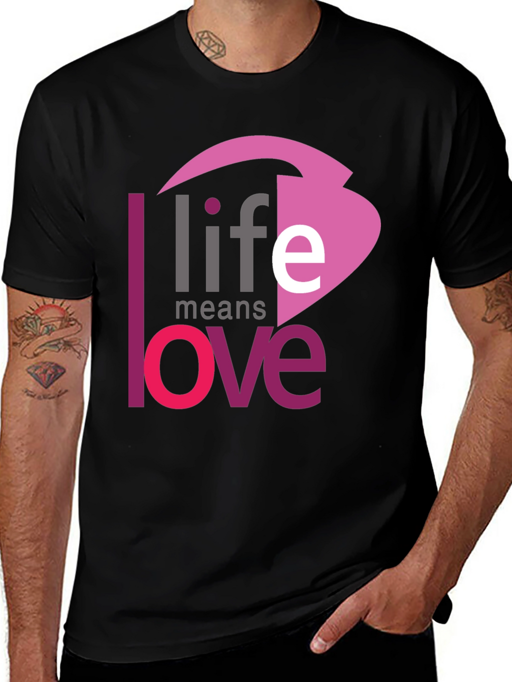 Life Means Love Graphic Black T-Shirt