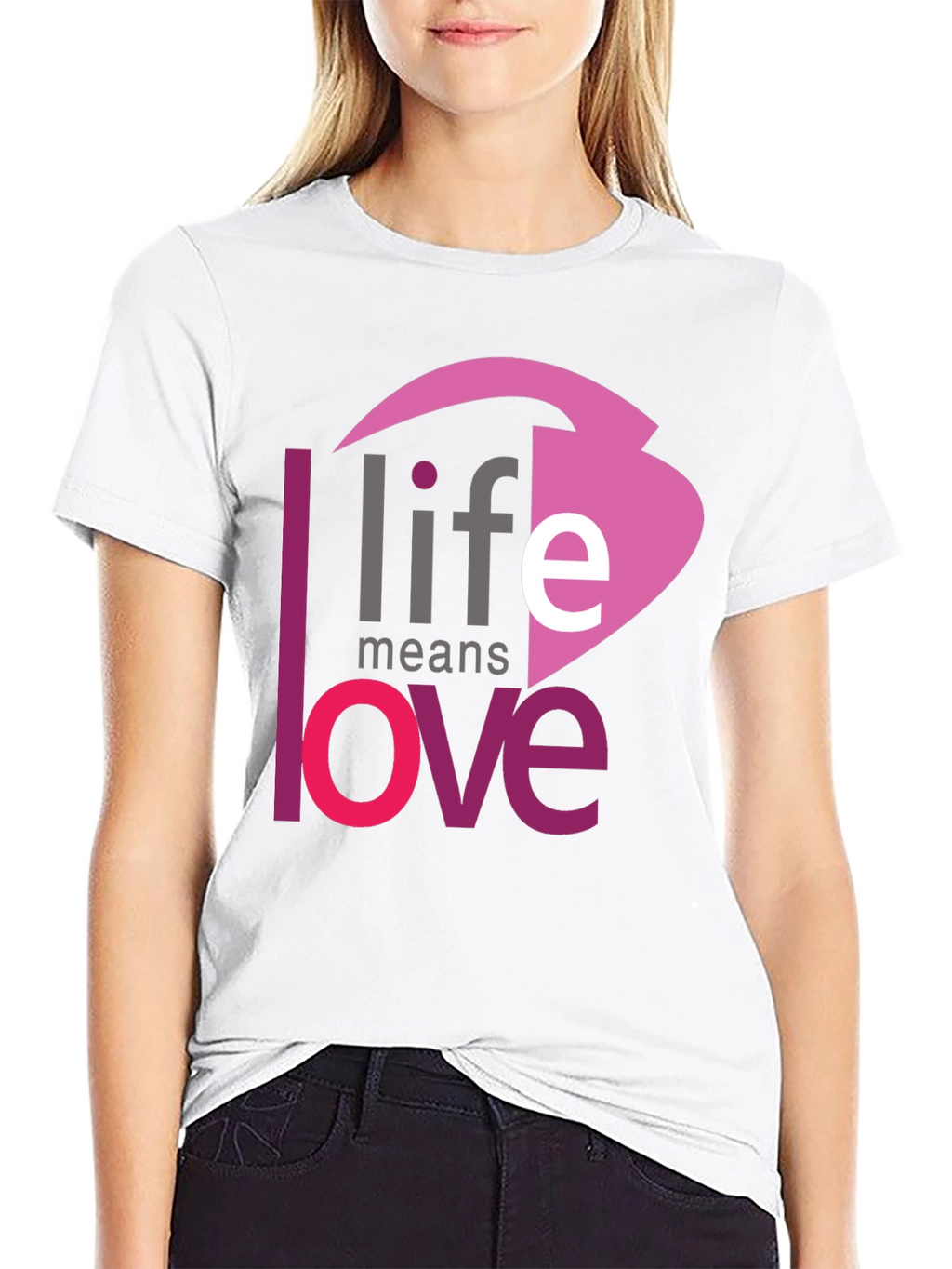 Life Means Love Graphic Black T-Shirt