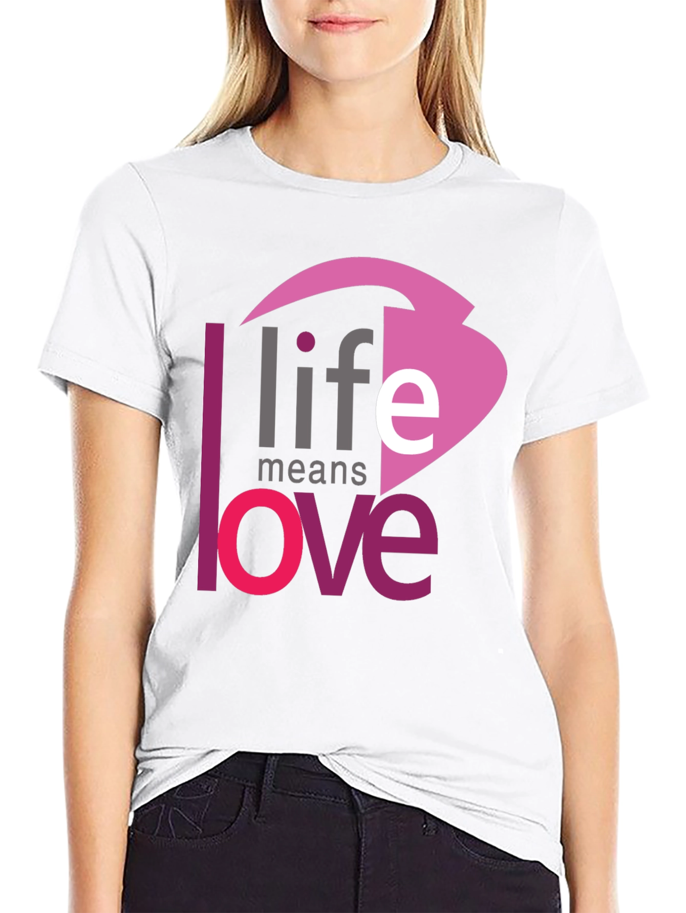 Life Means Love Graphic Black T-Shirt